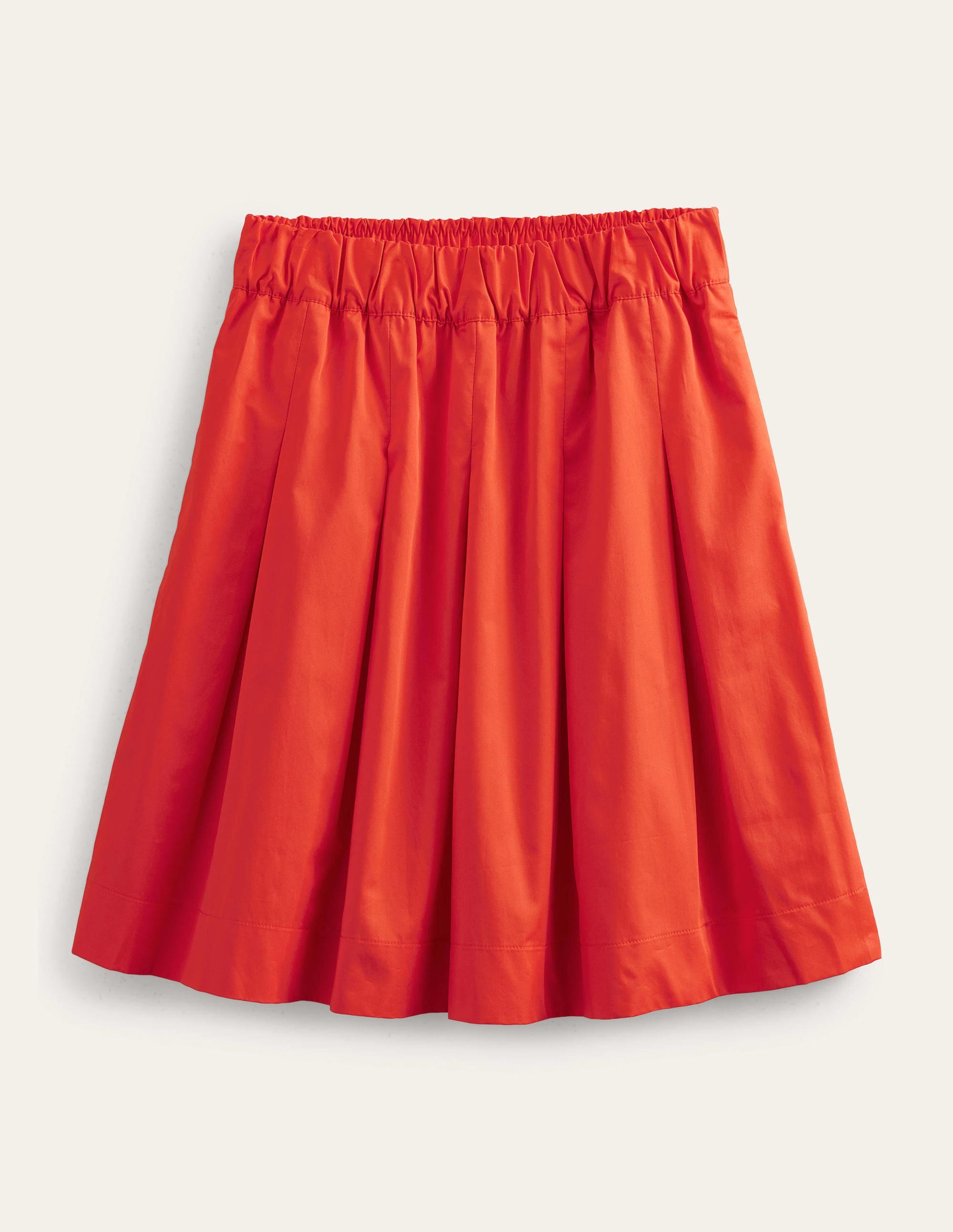 Pleated Cotton Skirt-Vermillion Red - Image 6