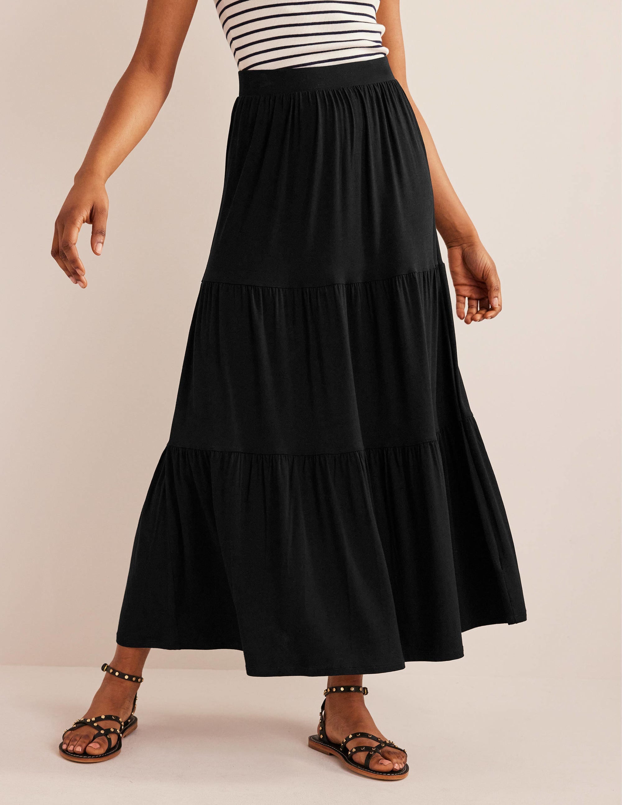 Jersey Maxi Skirt-Black - Image 4