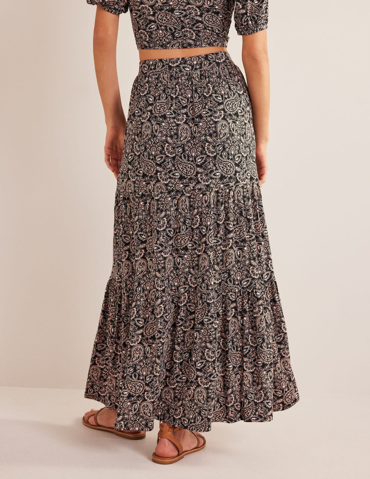 Jersey Maxi Skirt-Black, Paisley Terrace - Image 3