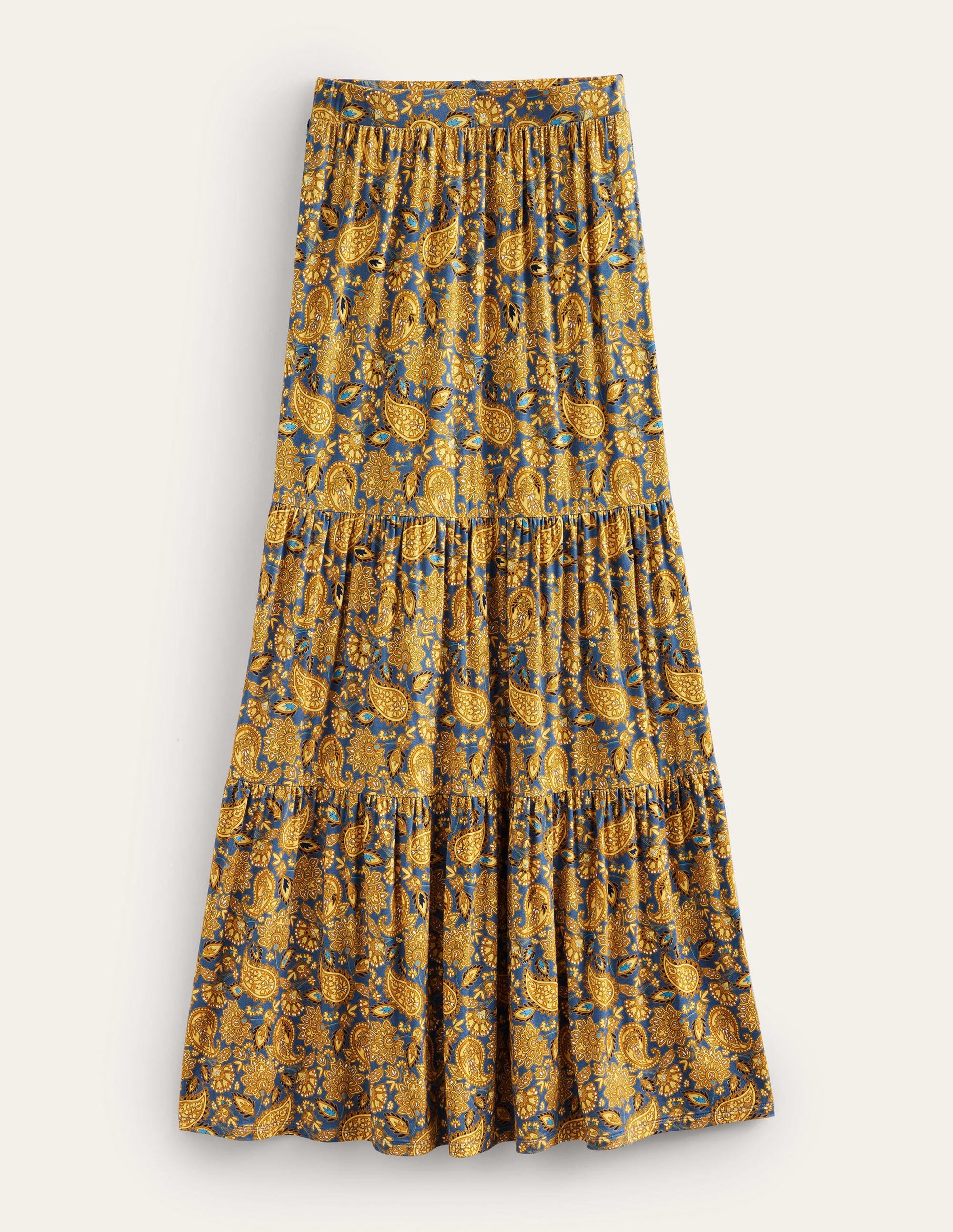 Jersey Maxi Skirt-Harvest Gold, Paisley Terrace - Image 7