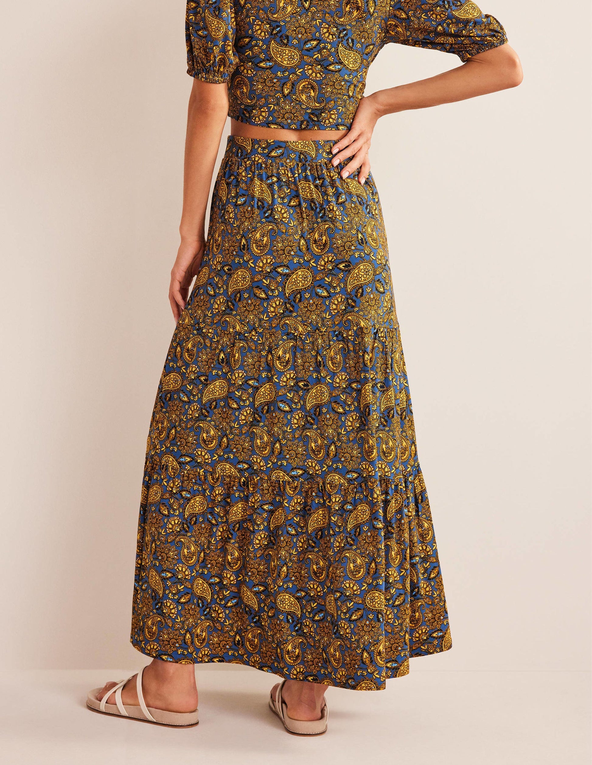 Jersey Maxi Skirt-Harvest Gold, Paisley Terrace-3
