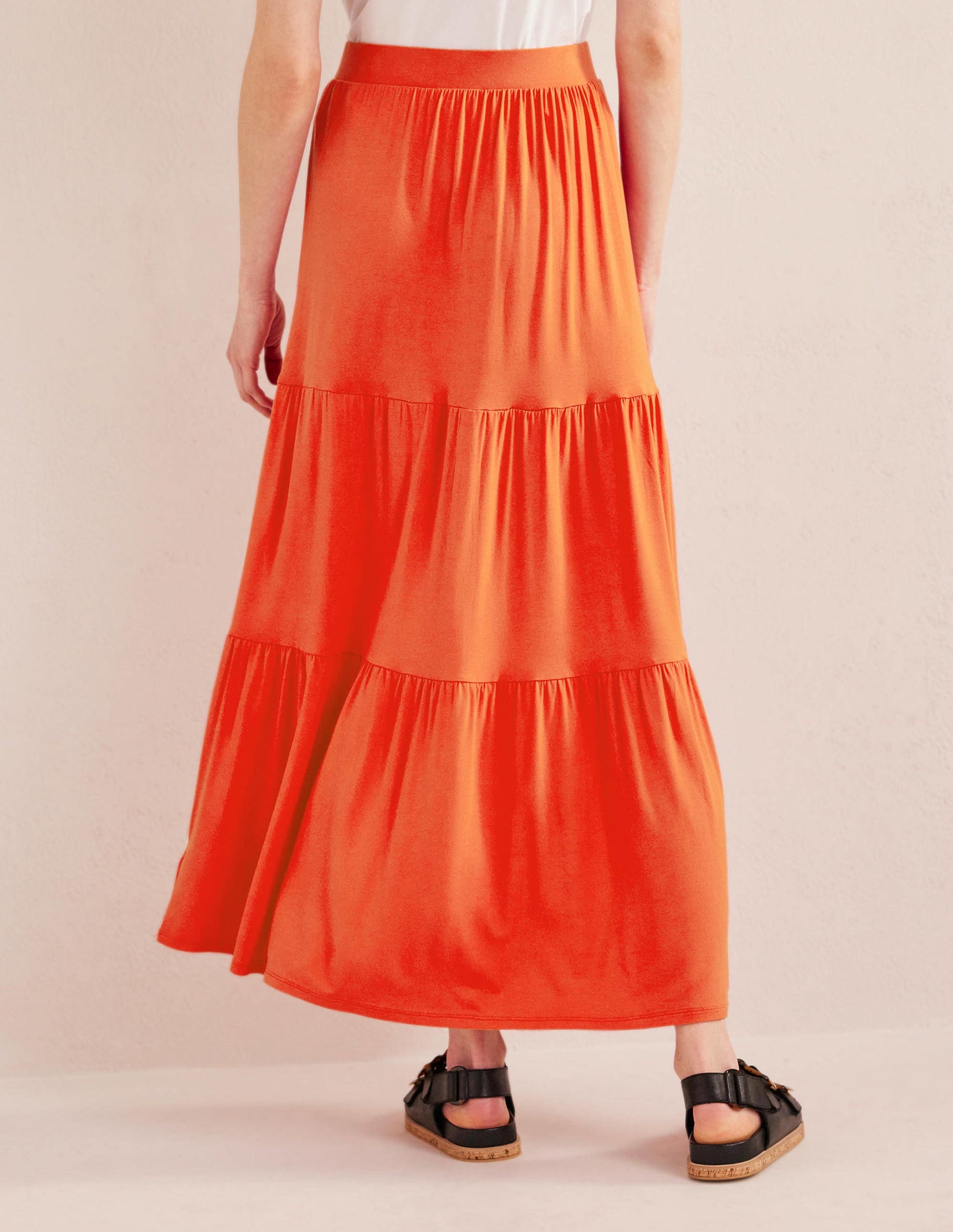 Jersey Maxi Skirt-Vermillion-3