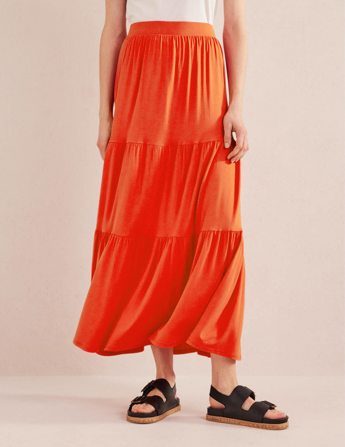 Jersey Maxi Skirt-Vermillion-4