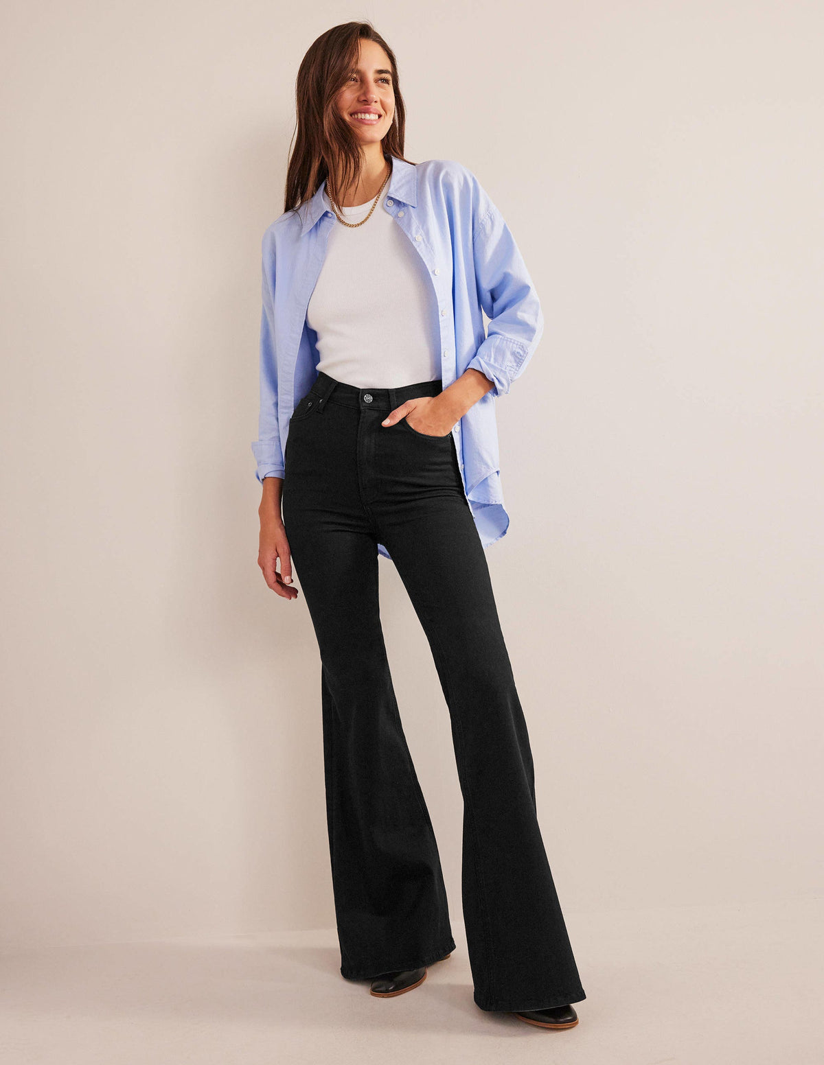 High Rise Super Flare Jeans-Black-6