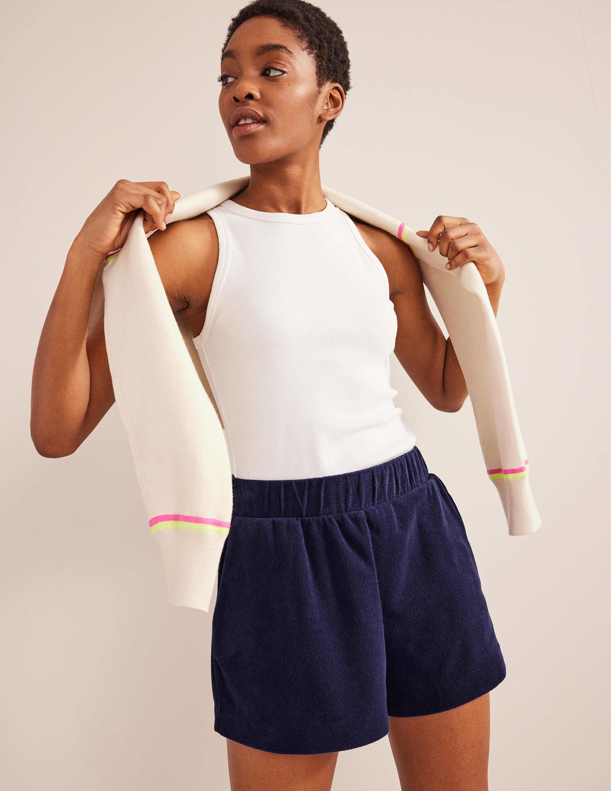 Towelling Shorts-Prussian Blue-1