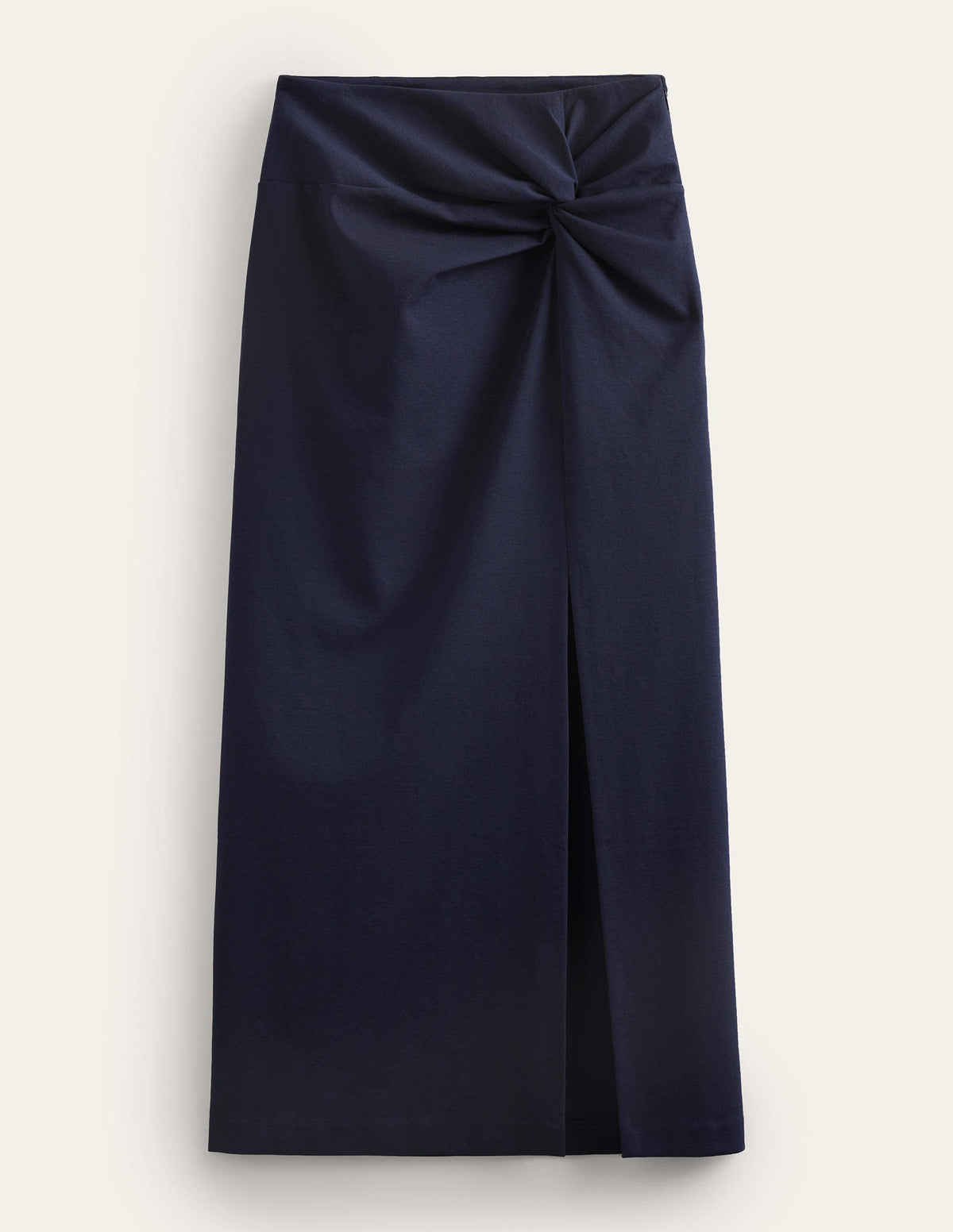 Knot Detail Jersey Midi Skirt-Navy-6