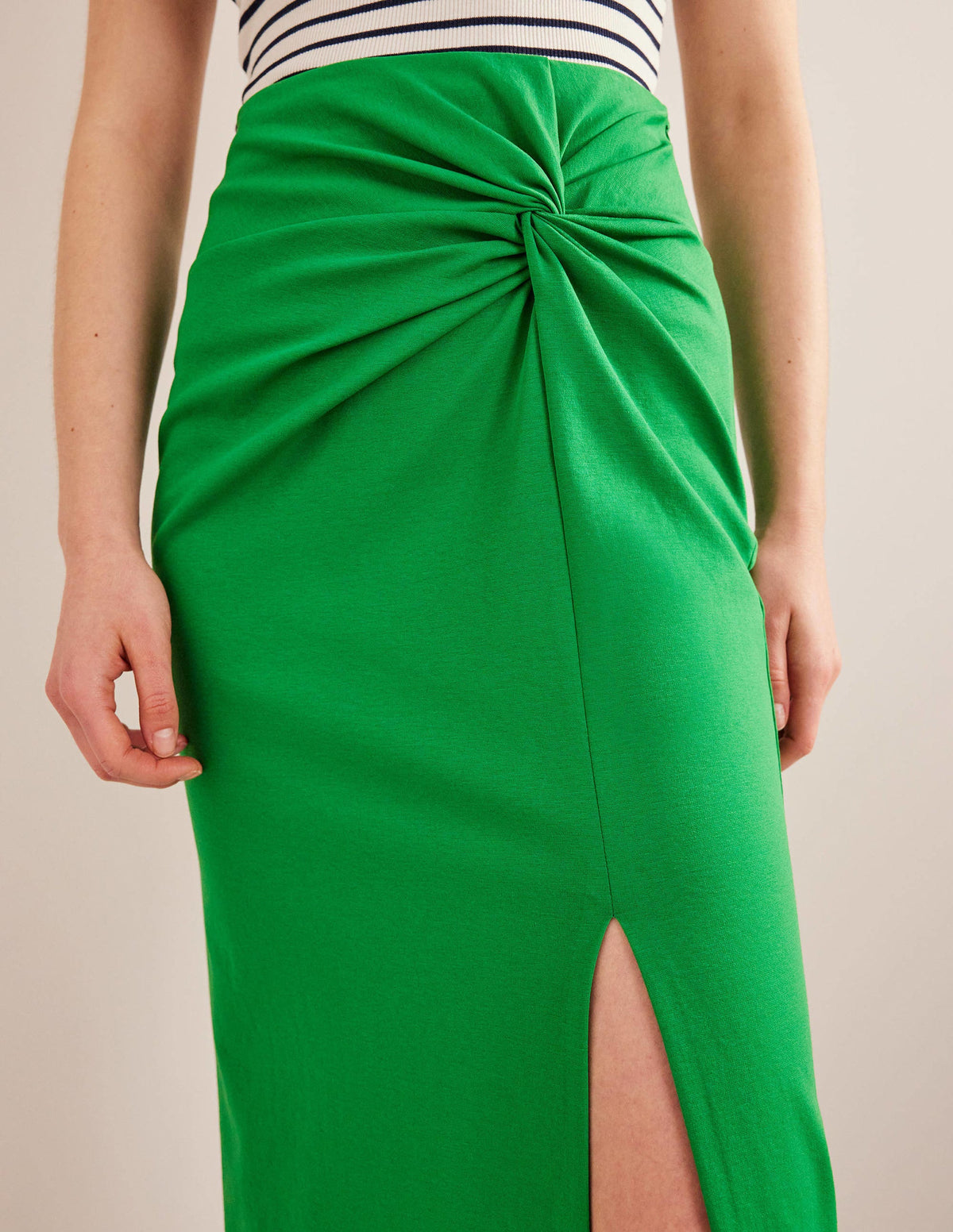 Knot Detail Jersey Midi Skirt-Rolling Hills - Image 2