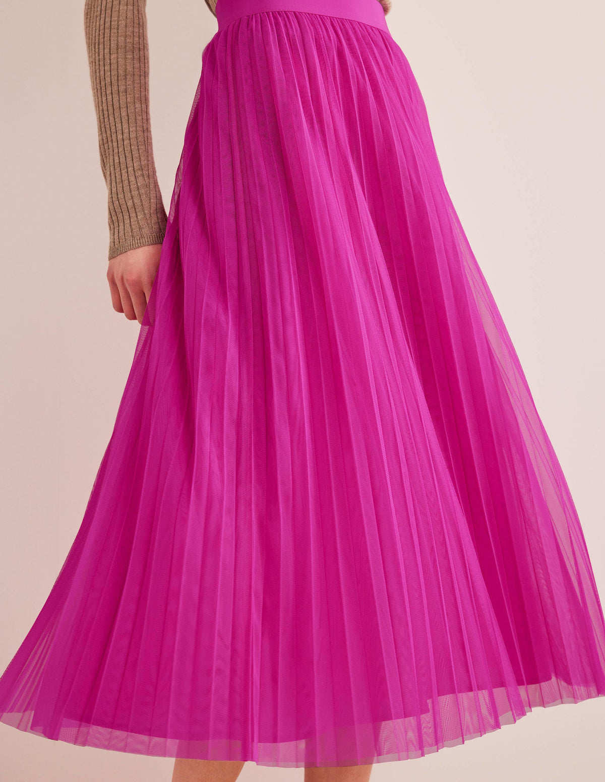Pleated Tulle Skirt-Shocking Pink-2