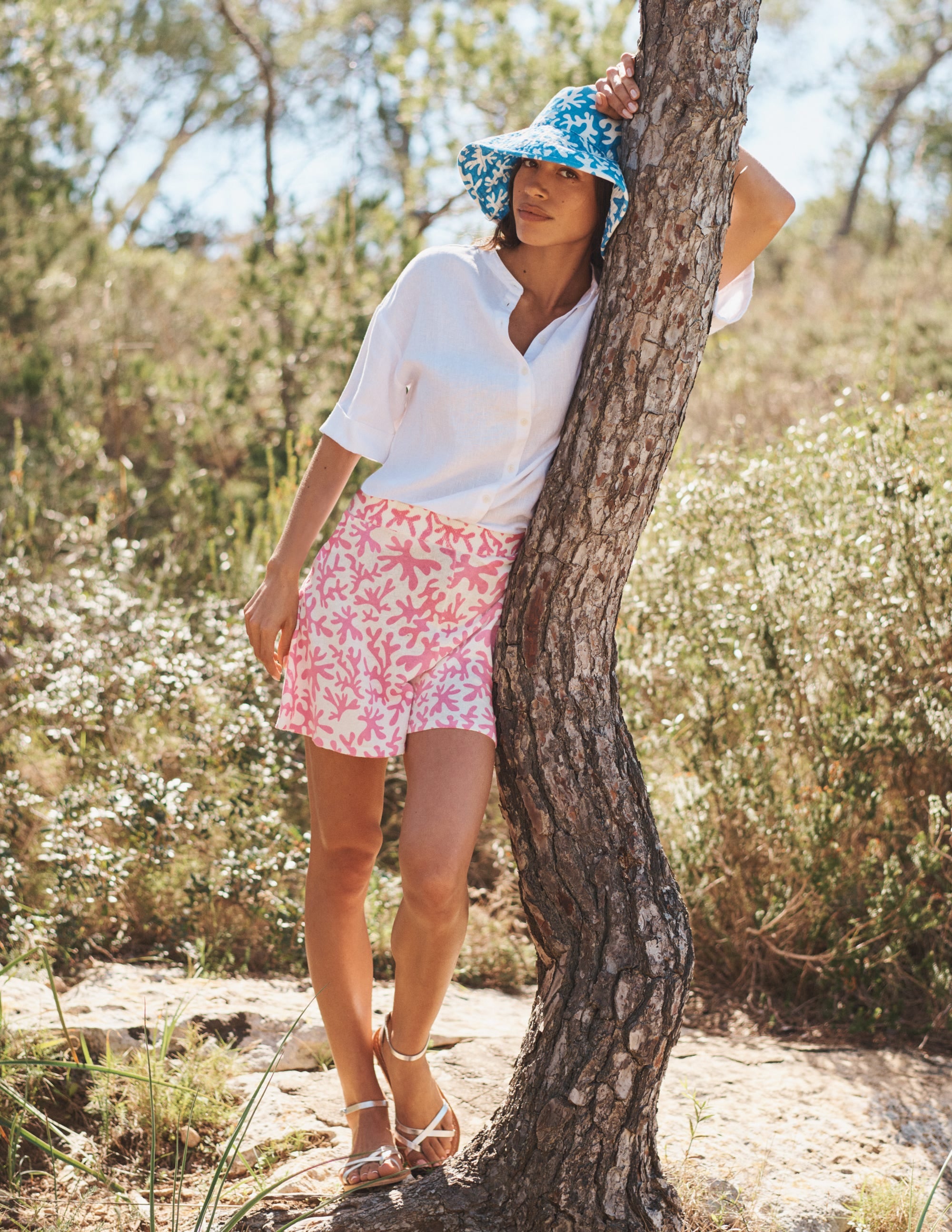 Knitted Shorts-Plum Blossom, Abstract Foliage - Image 5