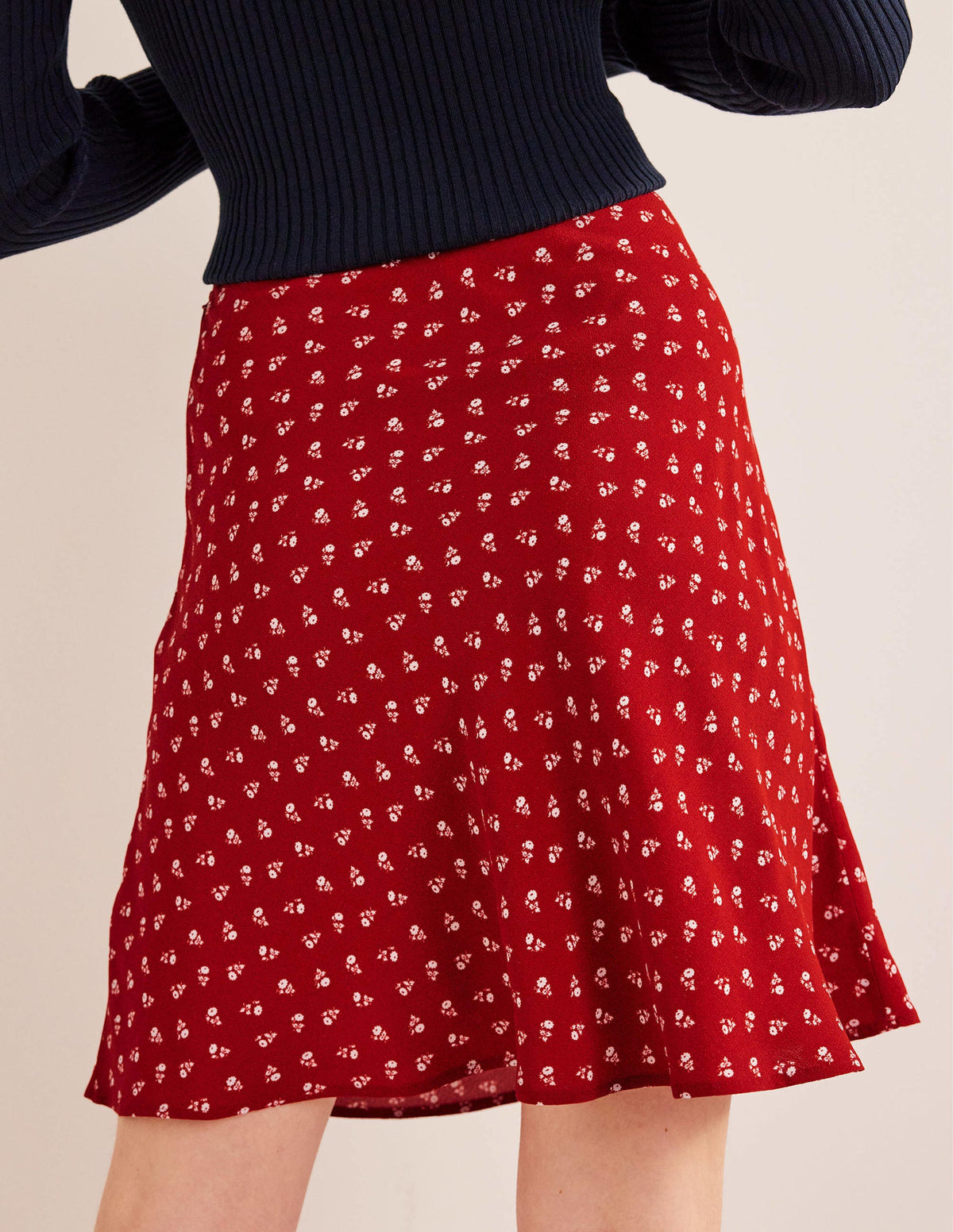 Bias Crepe Mini Skirt-Poinsettia, Sweet Daisy - Image 3
