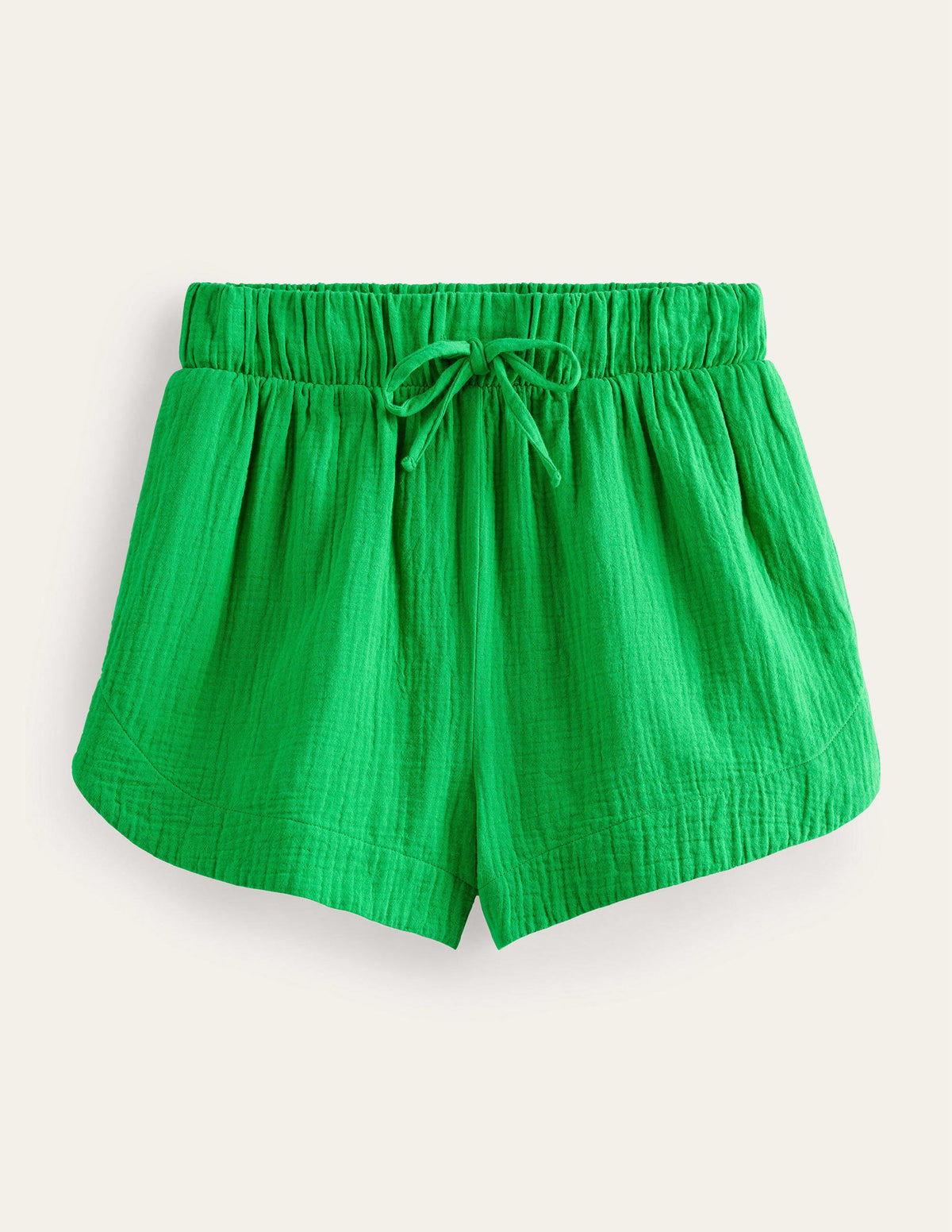 Tie Waist Cheesecloth Shorts-Bright Green-6