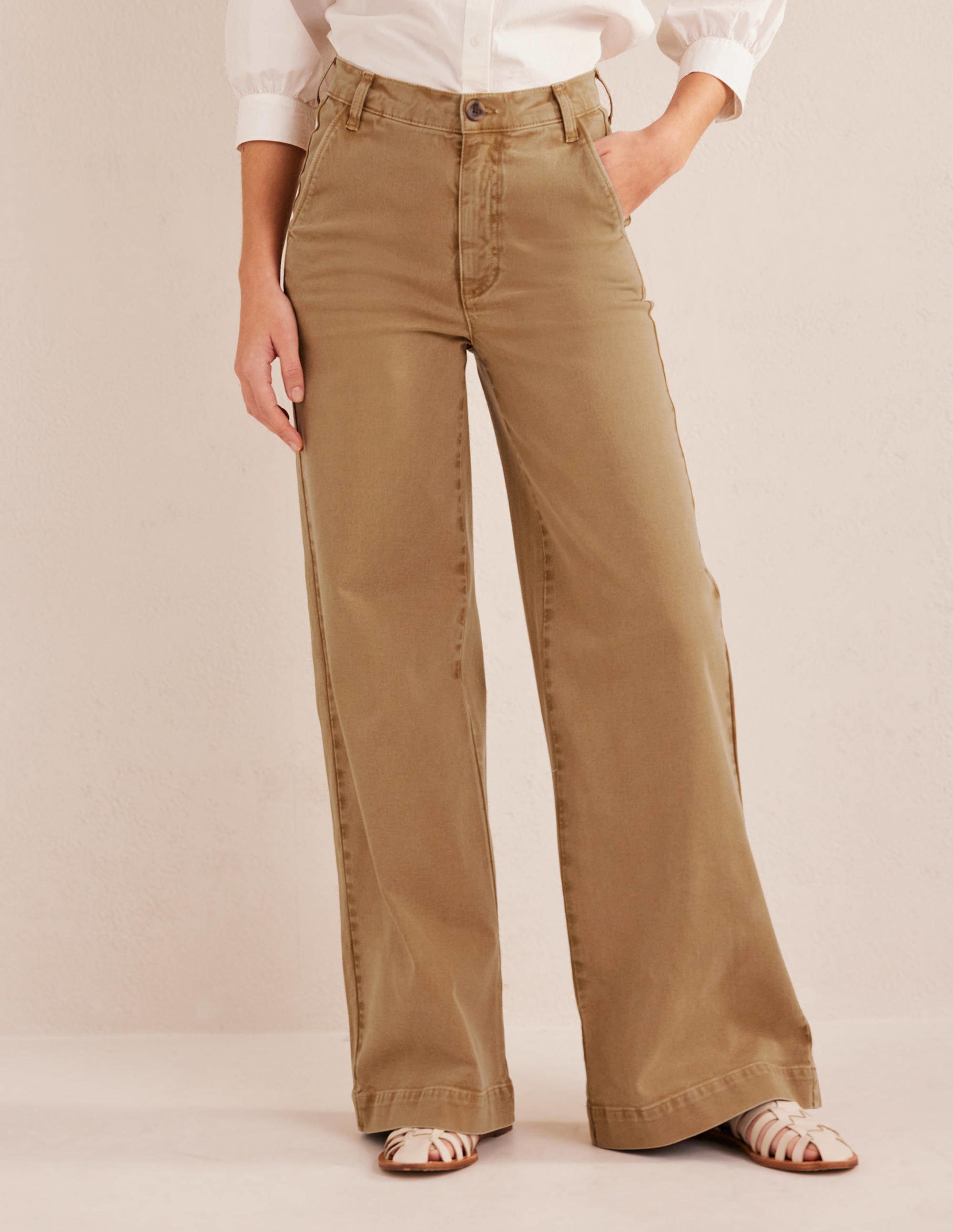 Casual Wide Leg Pants-Brown - Image 4
