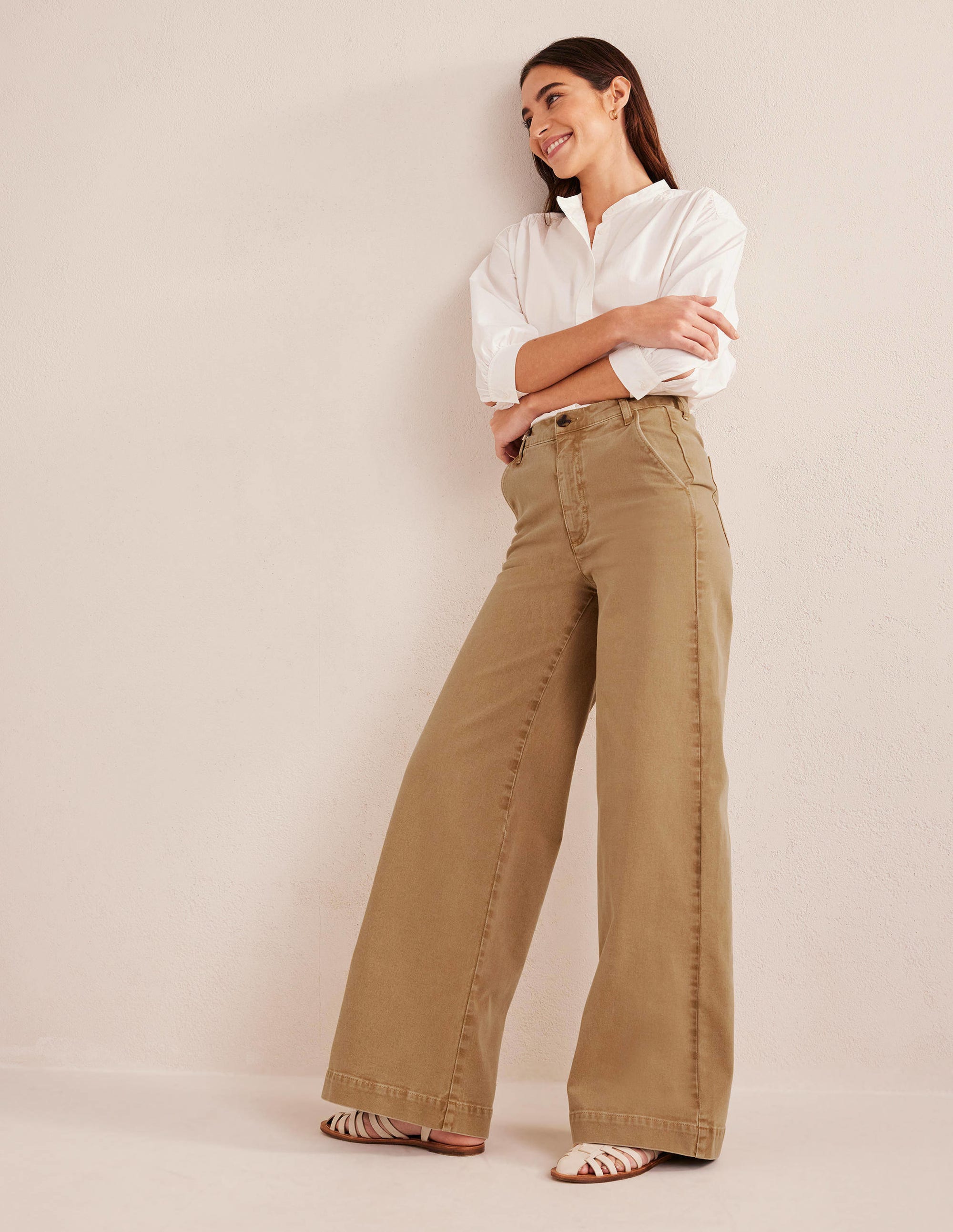 Casual Wide Leg Pants-Brown - Image 6