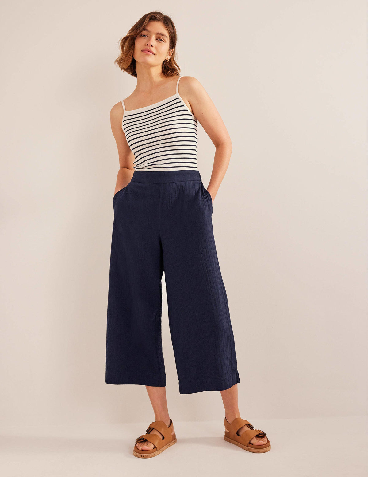Double Cloth Pants-Navy - Image 1