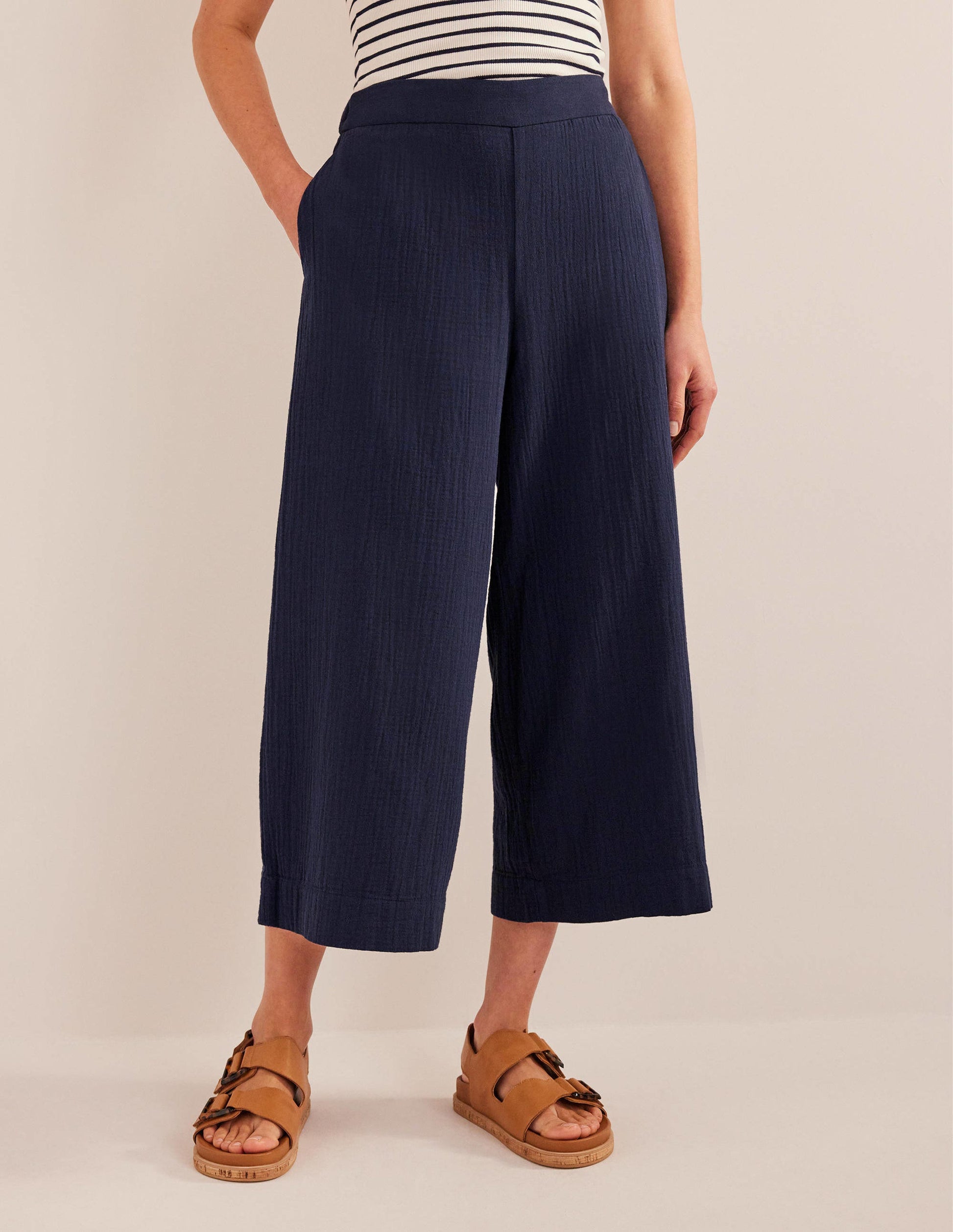 Double Cloth Pants-Navy-4