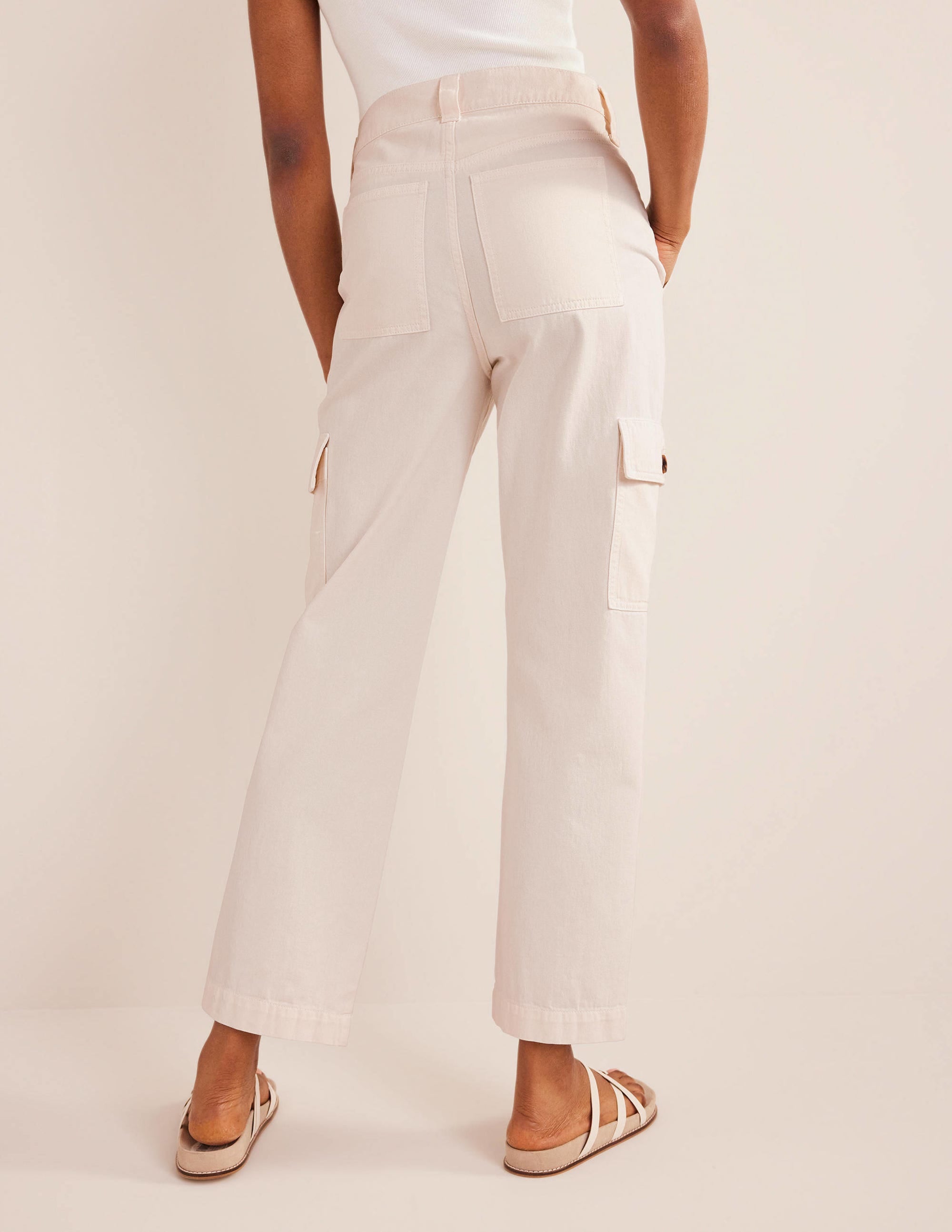 Casual Cargo Pants-Ecru - Image 2