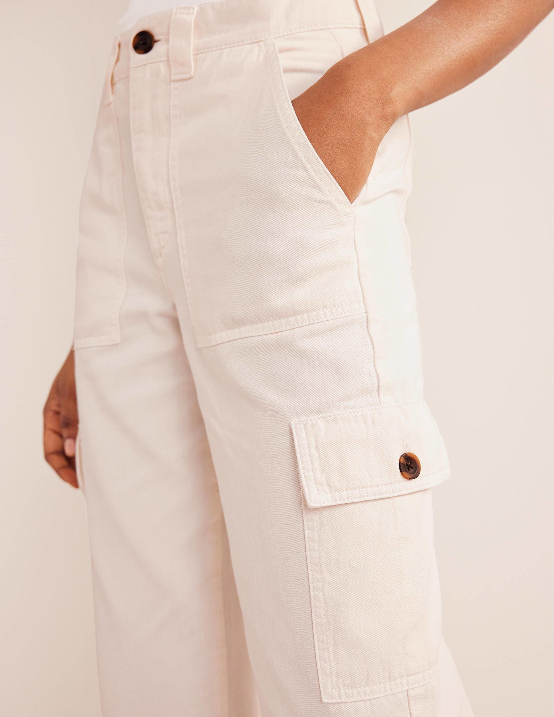 Casual Cargo Pants-Ecru-4