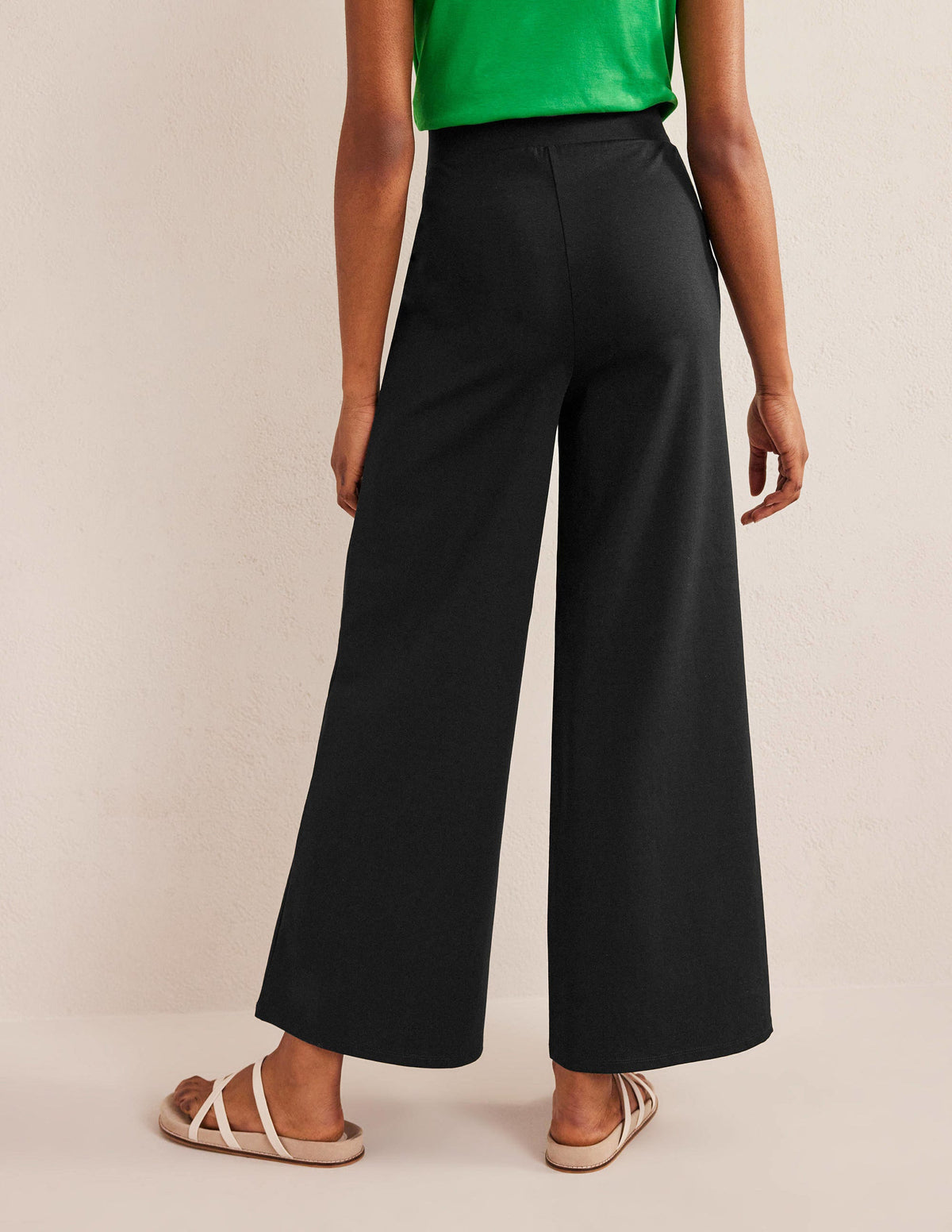 Wide Leg Jersey Pants-Black - Image 3