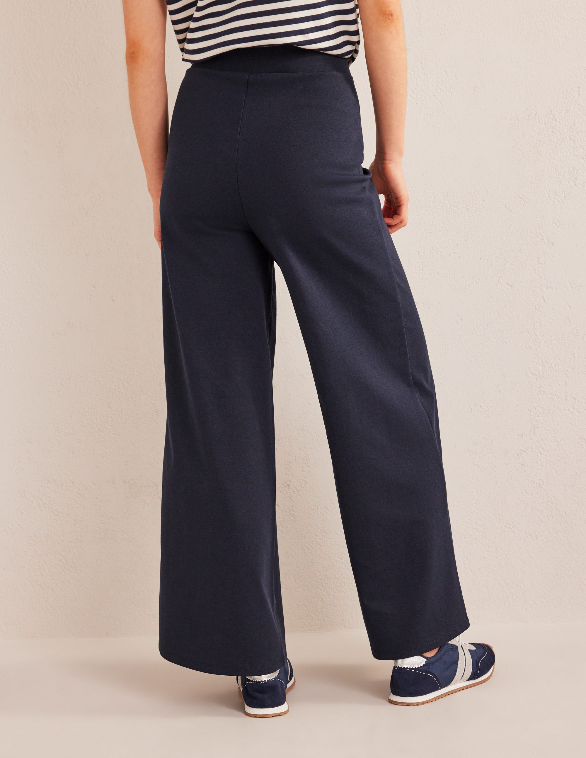 Wide Leg Jersey Pants-Navy - Image 3