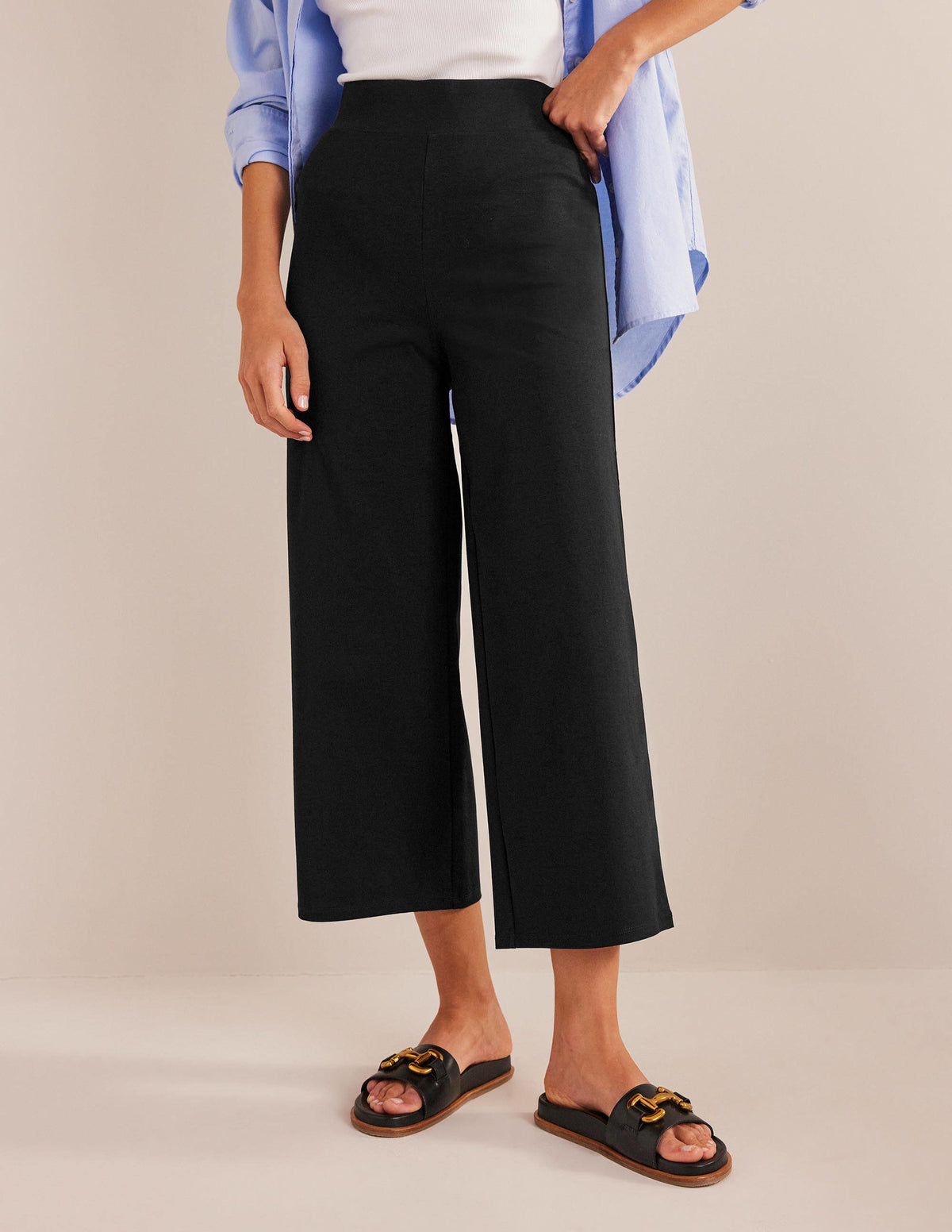 Cropped Jersey Pants-Black - Image 4