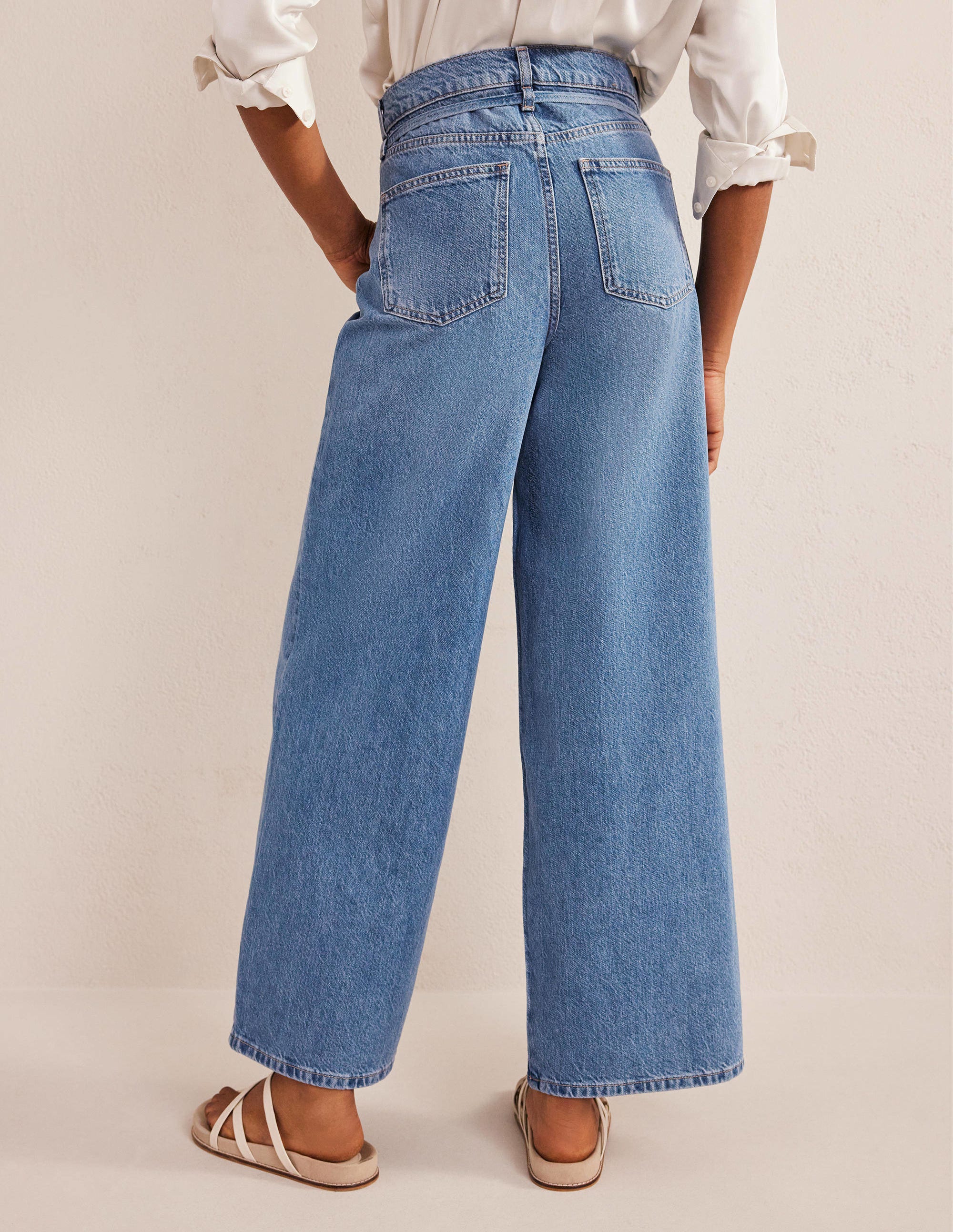 High Rise Slouch Wide Jeans-Mid Indigo - Image 3