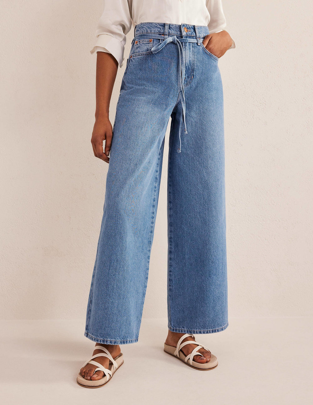 High Rise Slouch Wide Jeans-Mid Indigo - Image 4