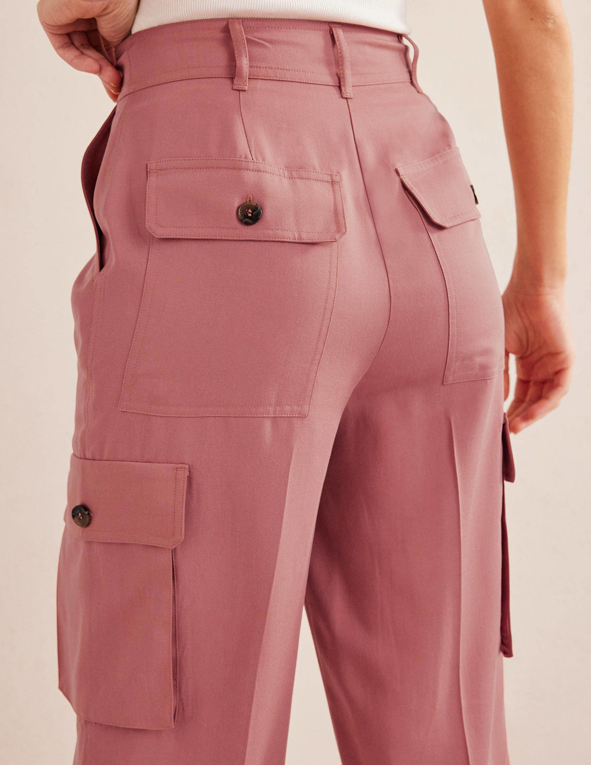 Tencel Cargo Pants-Dusty Rose-2