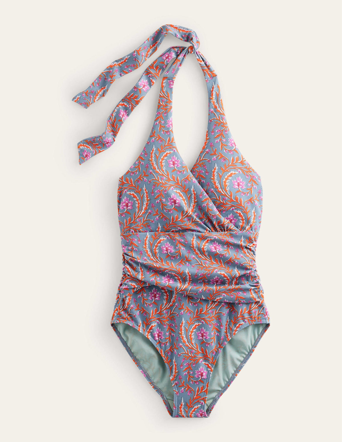 Levanzo Halter Swimsuit-Delph Blue, Opulent Vine - Image 8