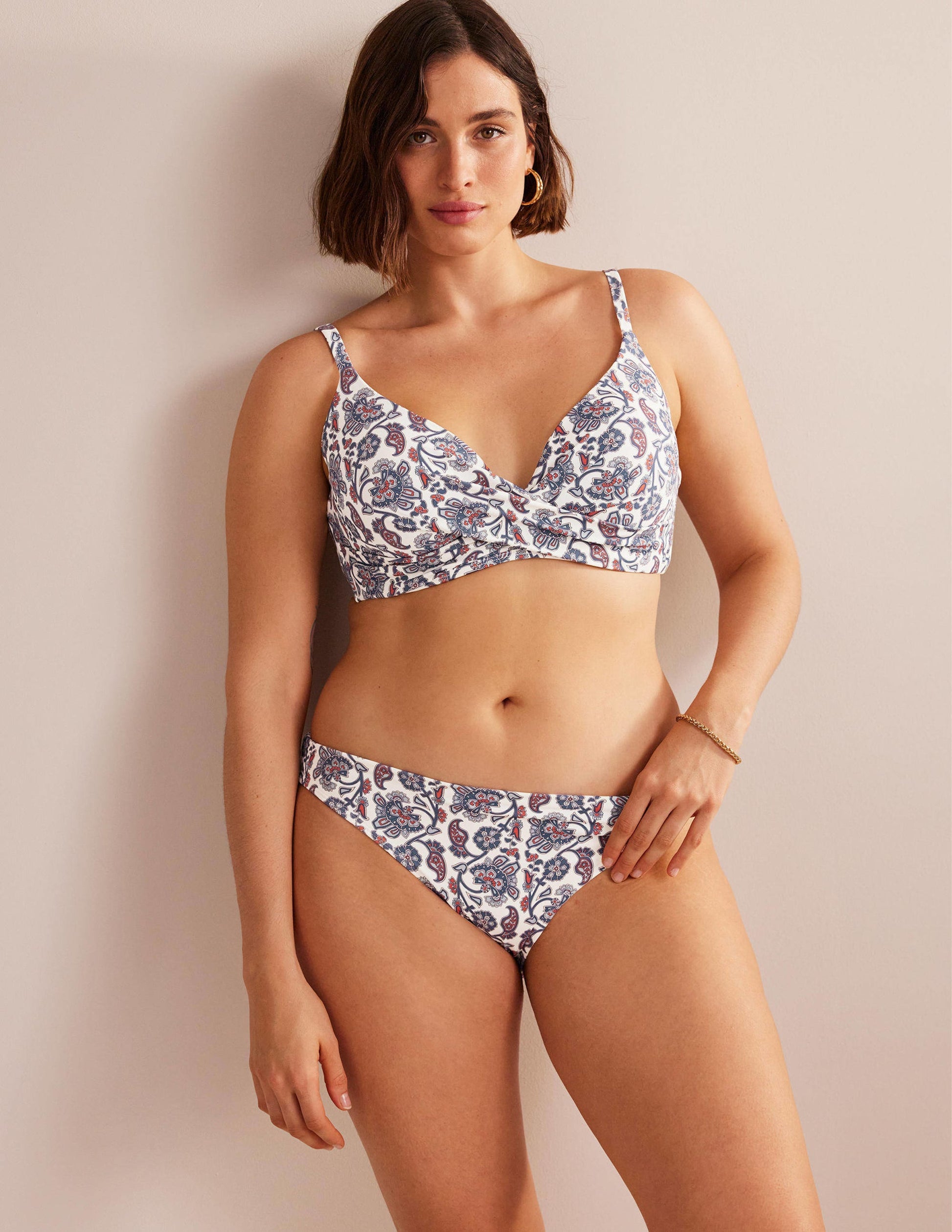Classic Bikini Bottoms-Ivory, Blue Paisley-5