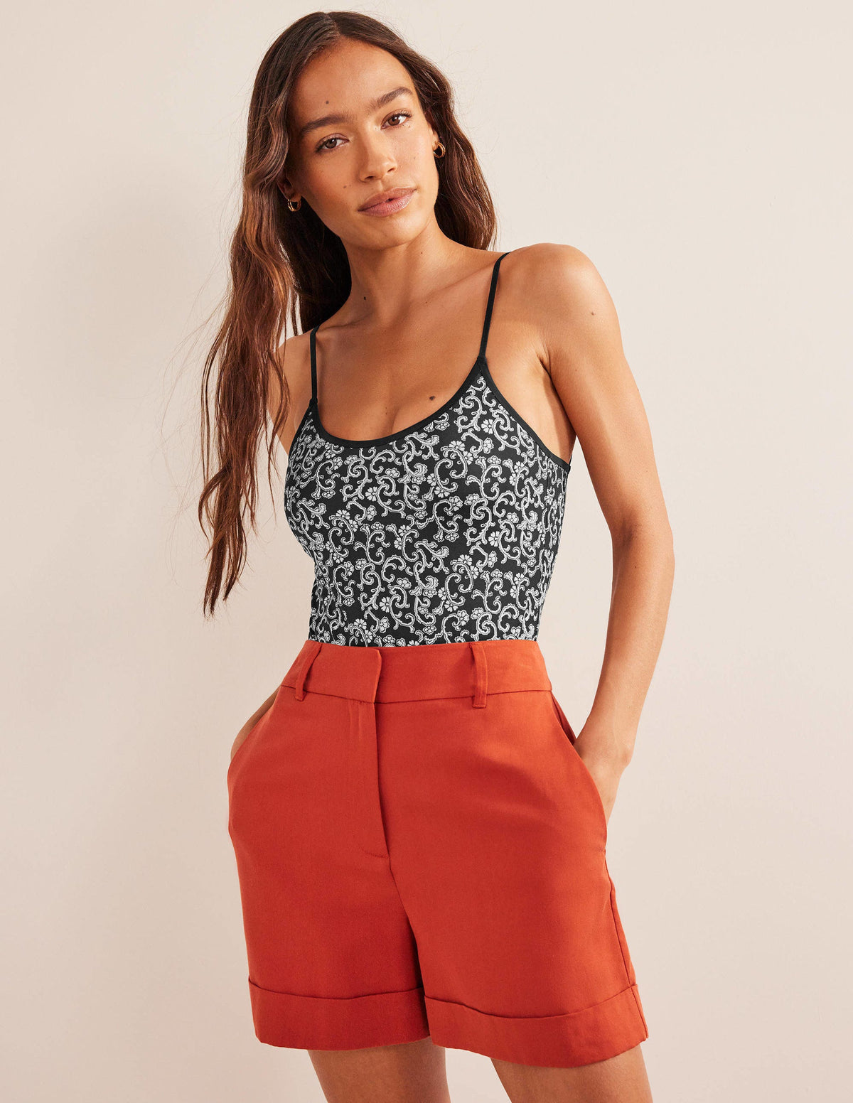 Scoop Tie Back Swimsuit-Nero, Swirl Sprig - Image 4