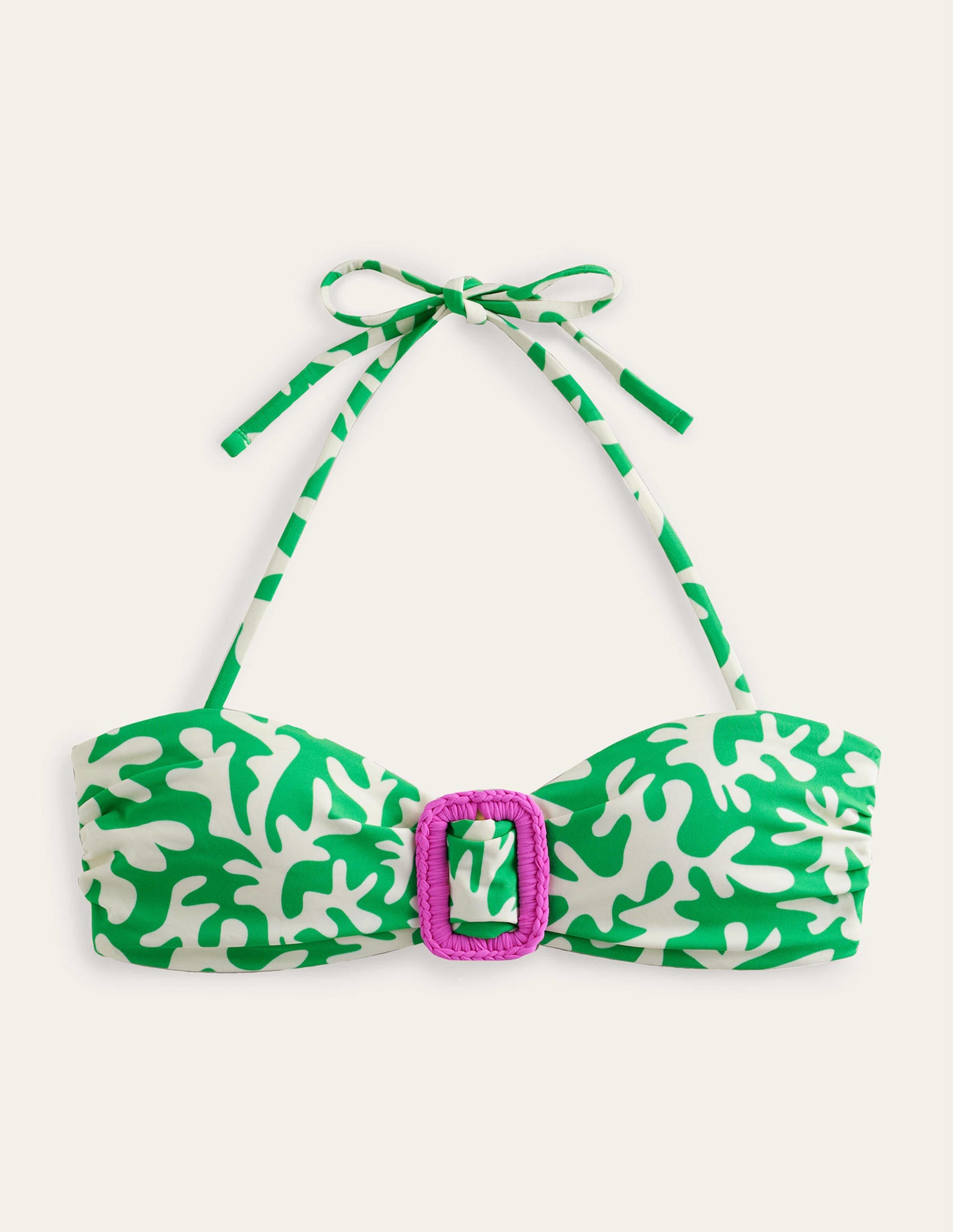 Taormina  Bandeau Bikini Top-Green, Abstract Foliage - Image 6