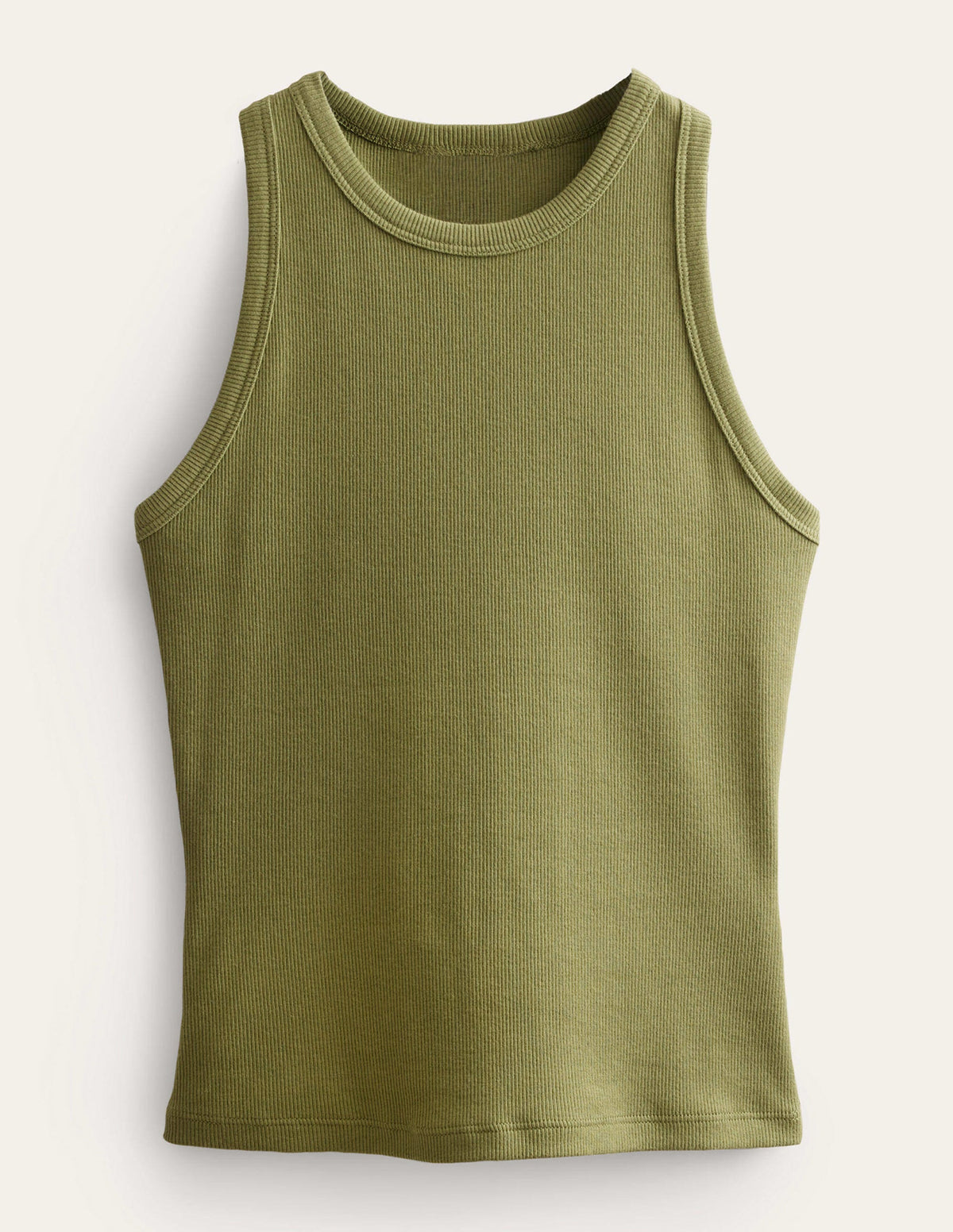 Cotton Ribbed Jersey Tank-Washed Khaki - Image 5