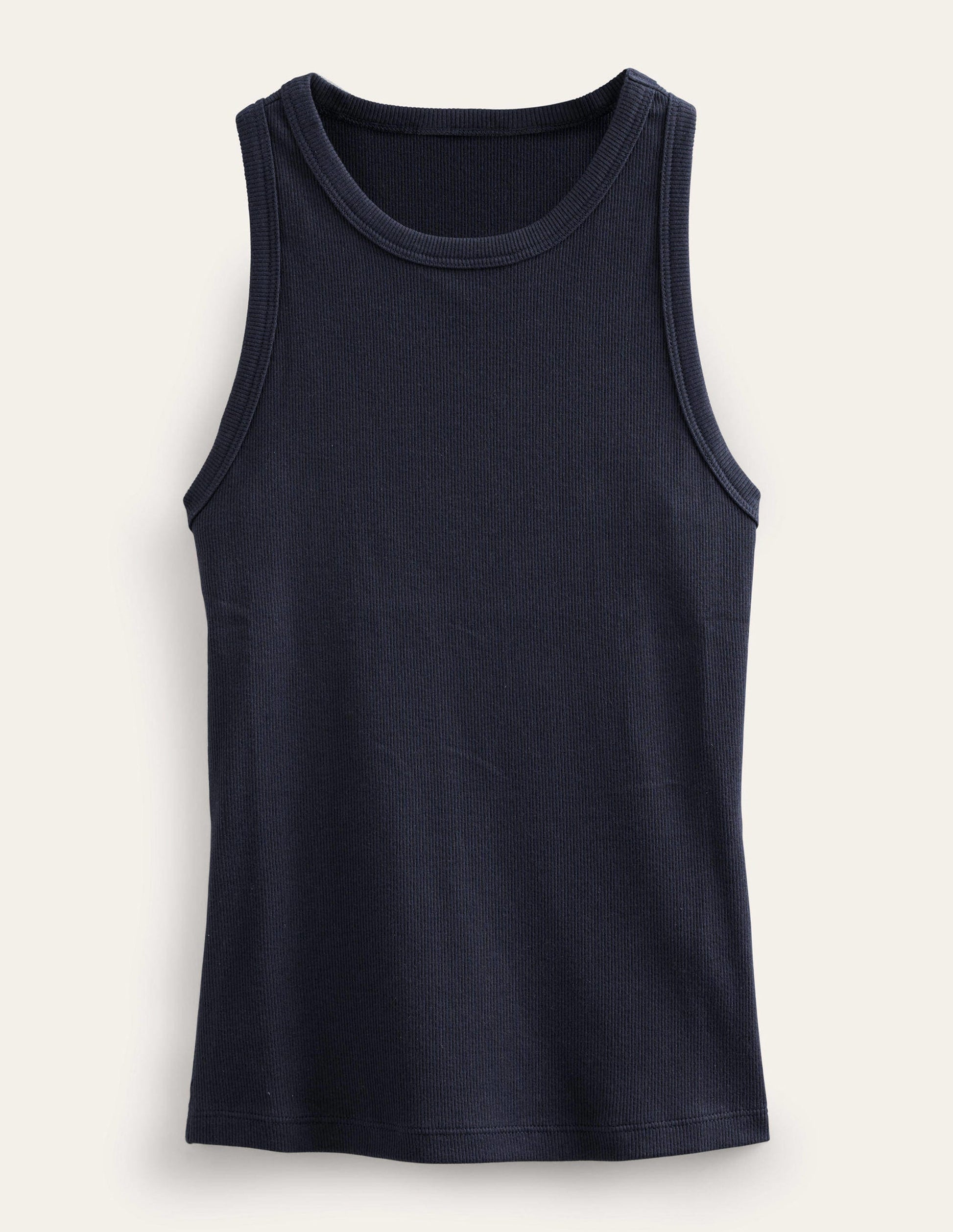 Cotton Ribbed Jersey Tank-Navy-5