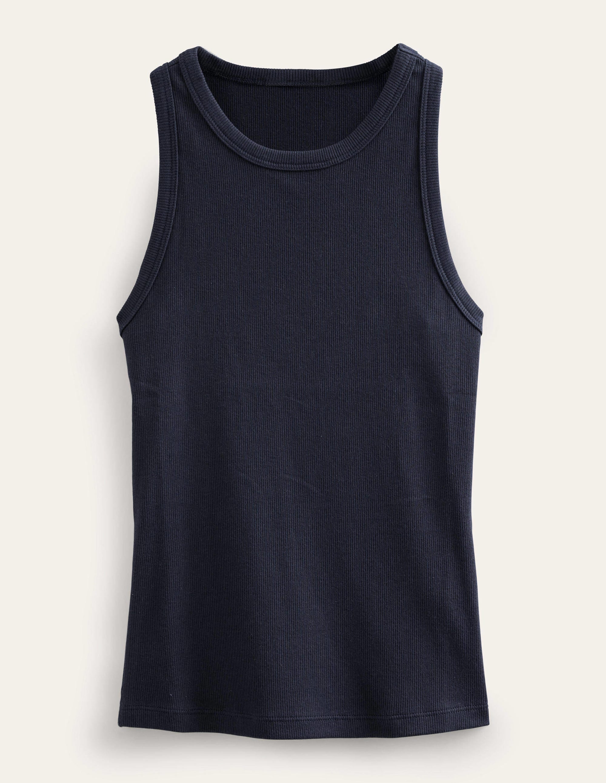 Cotton Ribbed Jersey Tank-Navy - Image 5