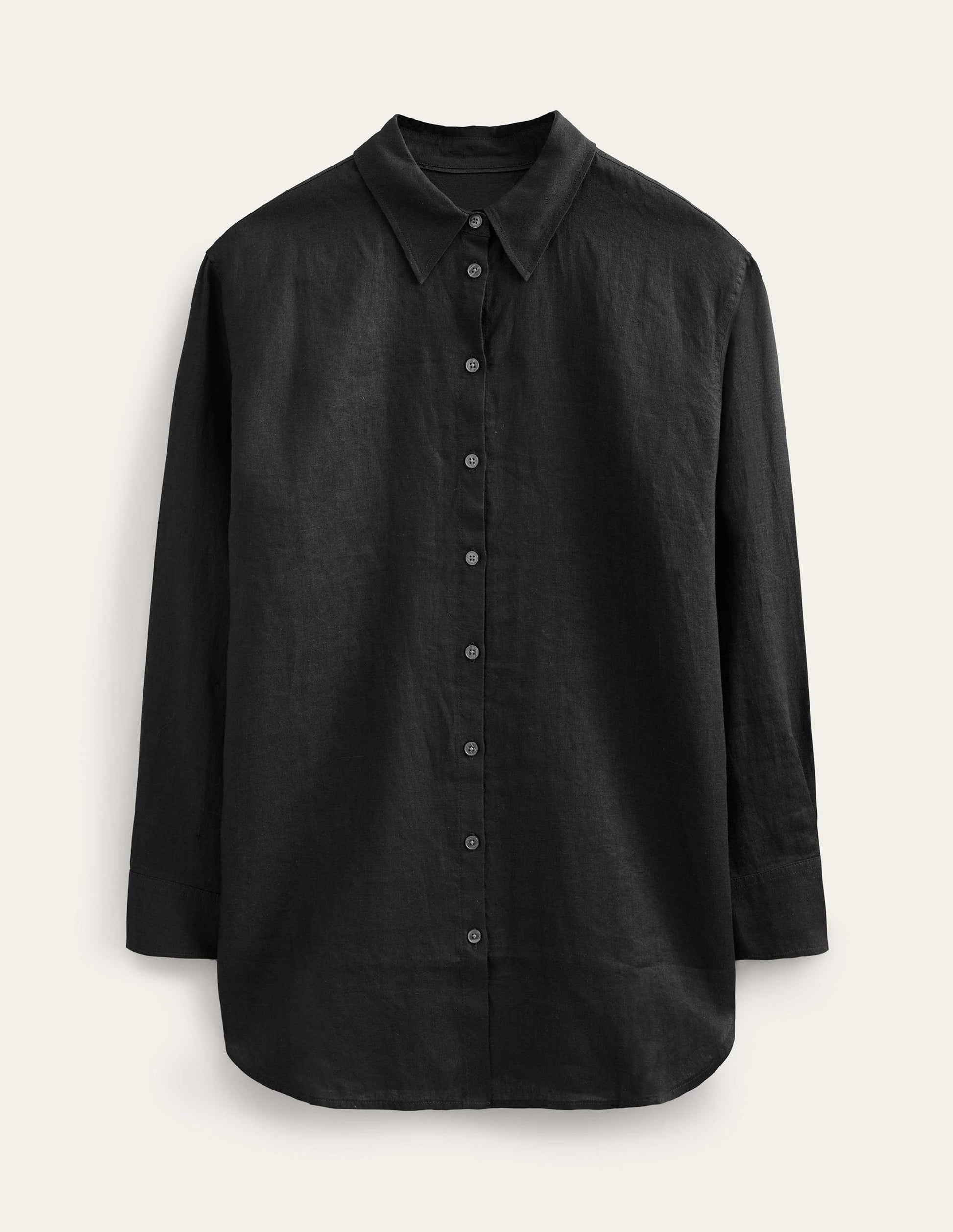 Relaxed Linen Shirt-Black-6
