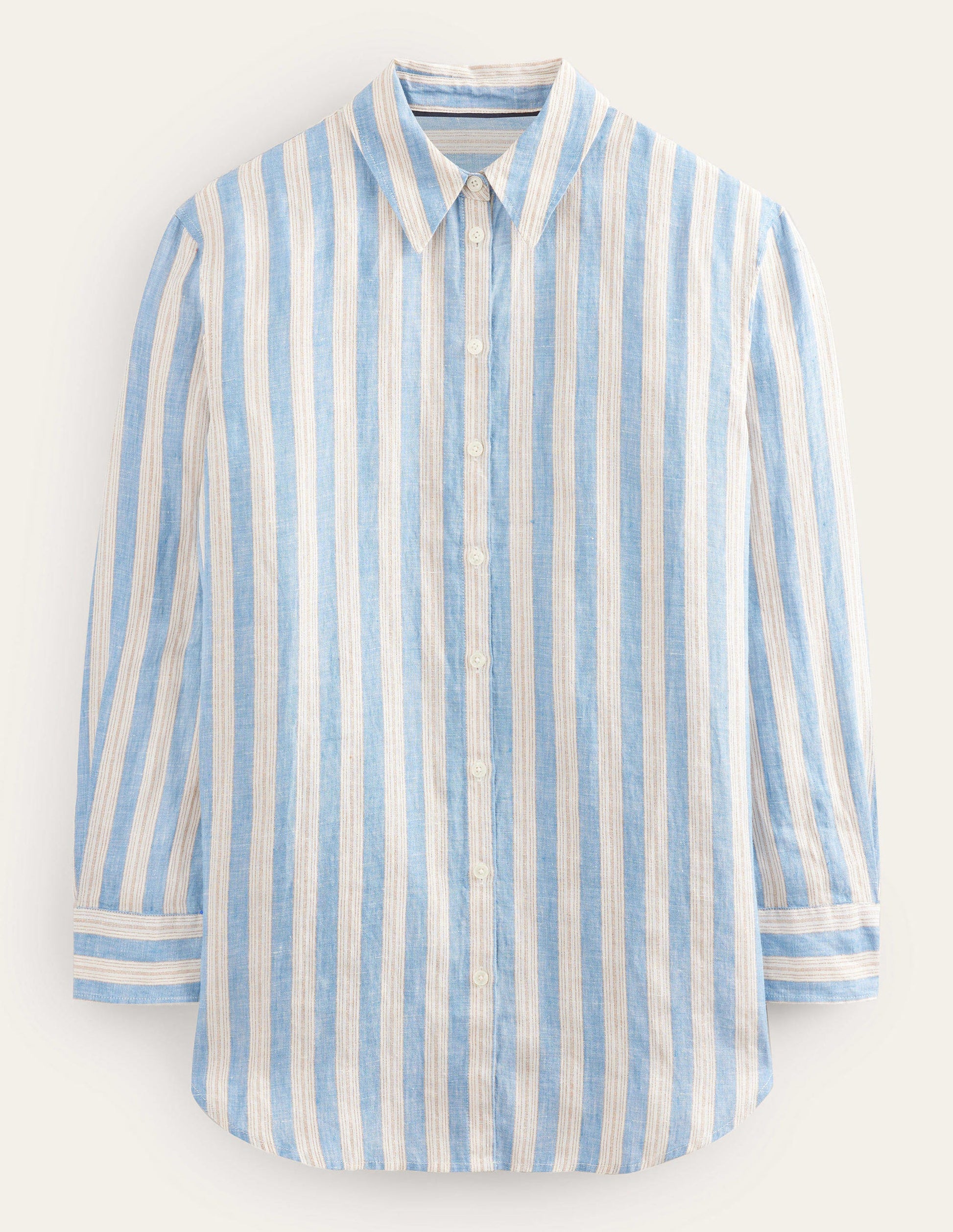 Relaxed Linen Shirt-Porcelain Blue, Sparkle Stripe-6