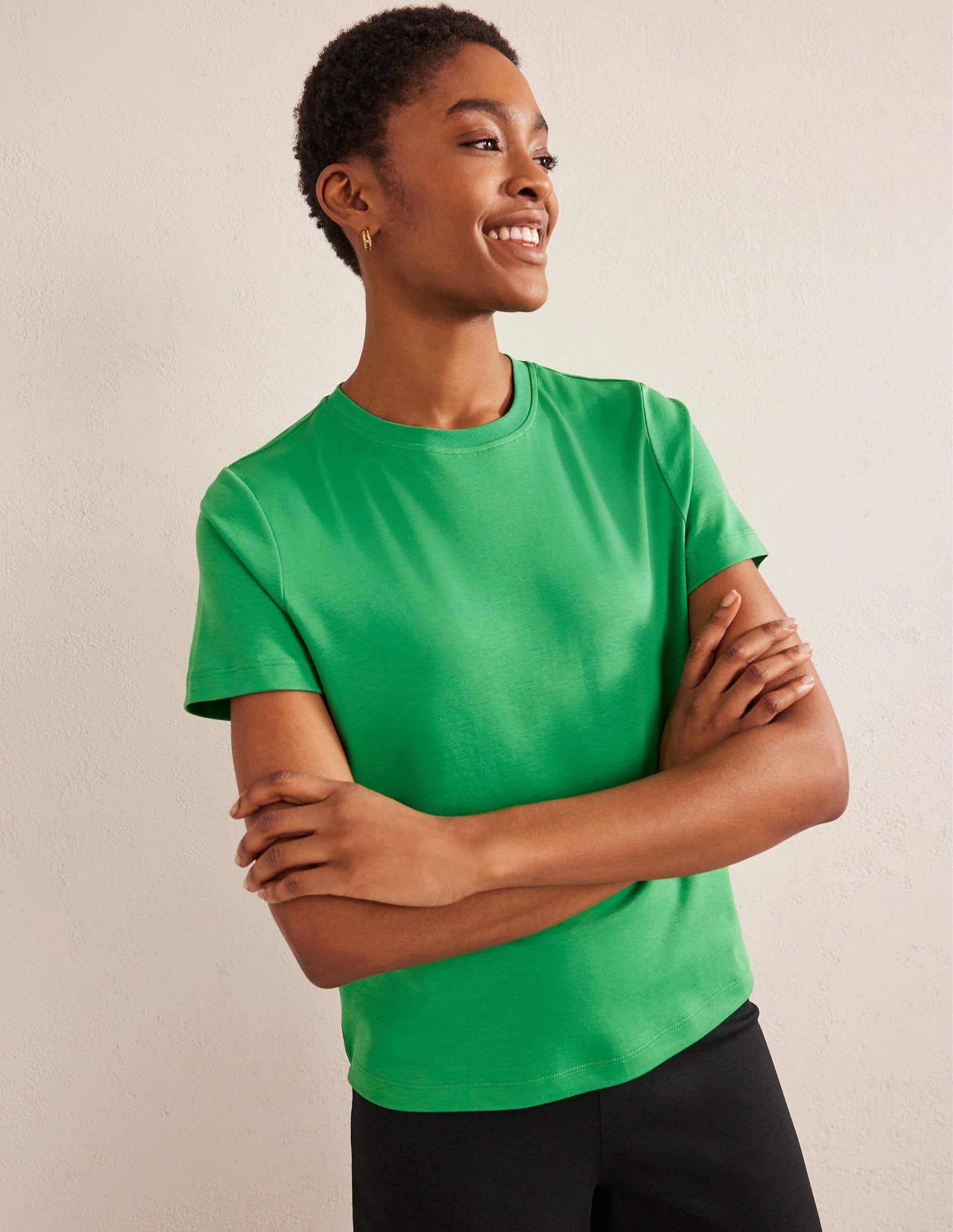 Cotton Crew Neck T-Shirt-Green Bee-1