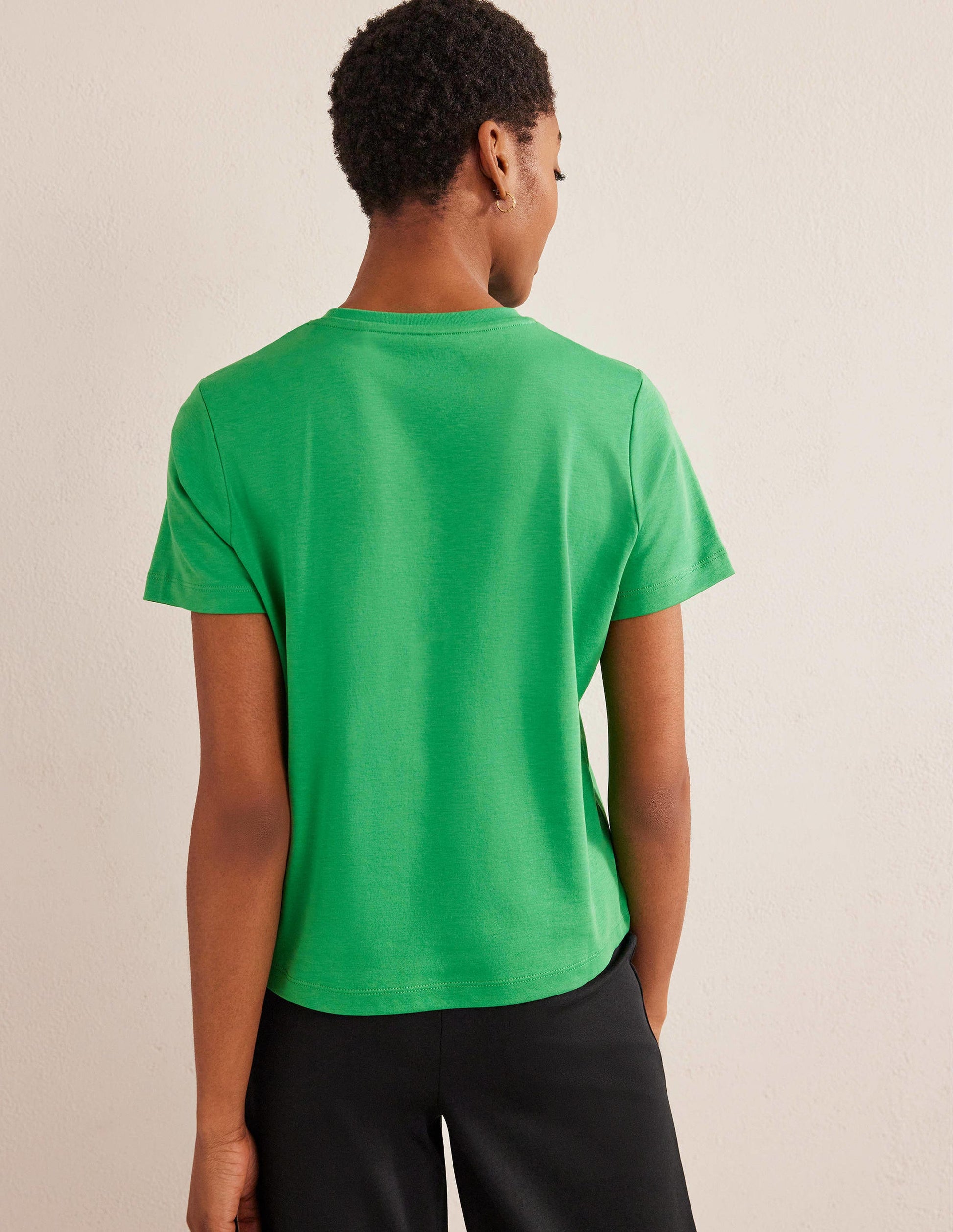 Cotton Crew Neck T-Shirt-Green Bee-3