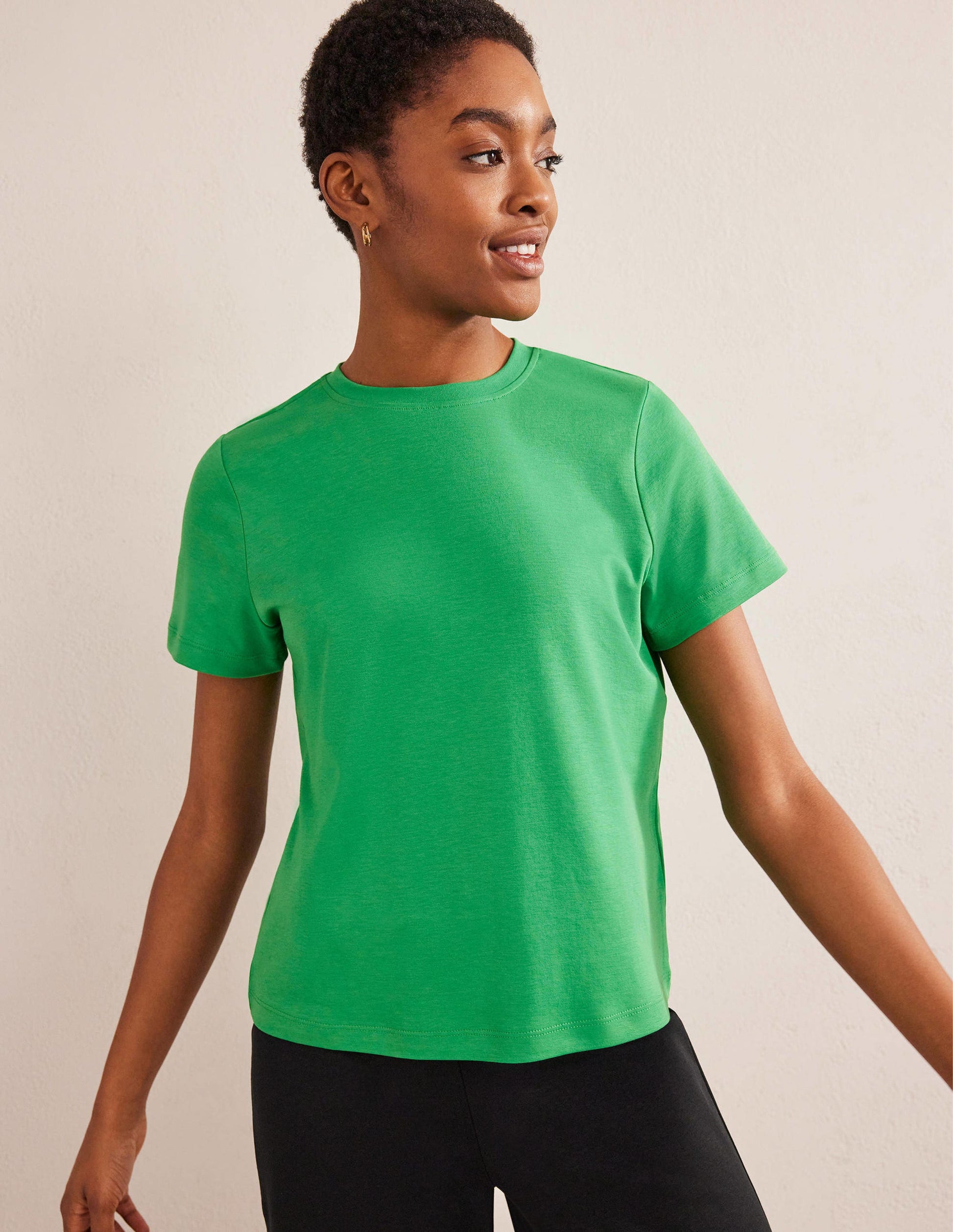 Cotton Crew Neck T-Shirt-Green Bee-4