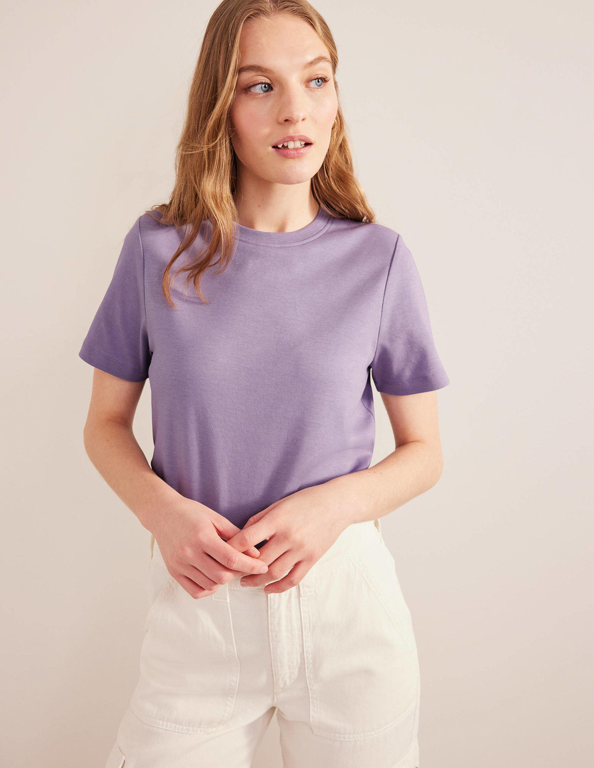 Cotton Crew Neck T-Shirt-Wild Thistle - Image 1