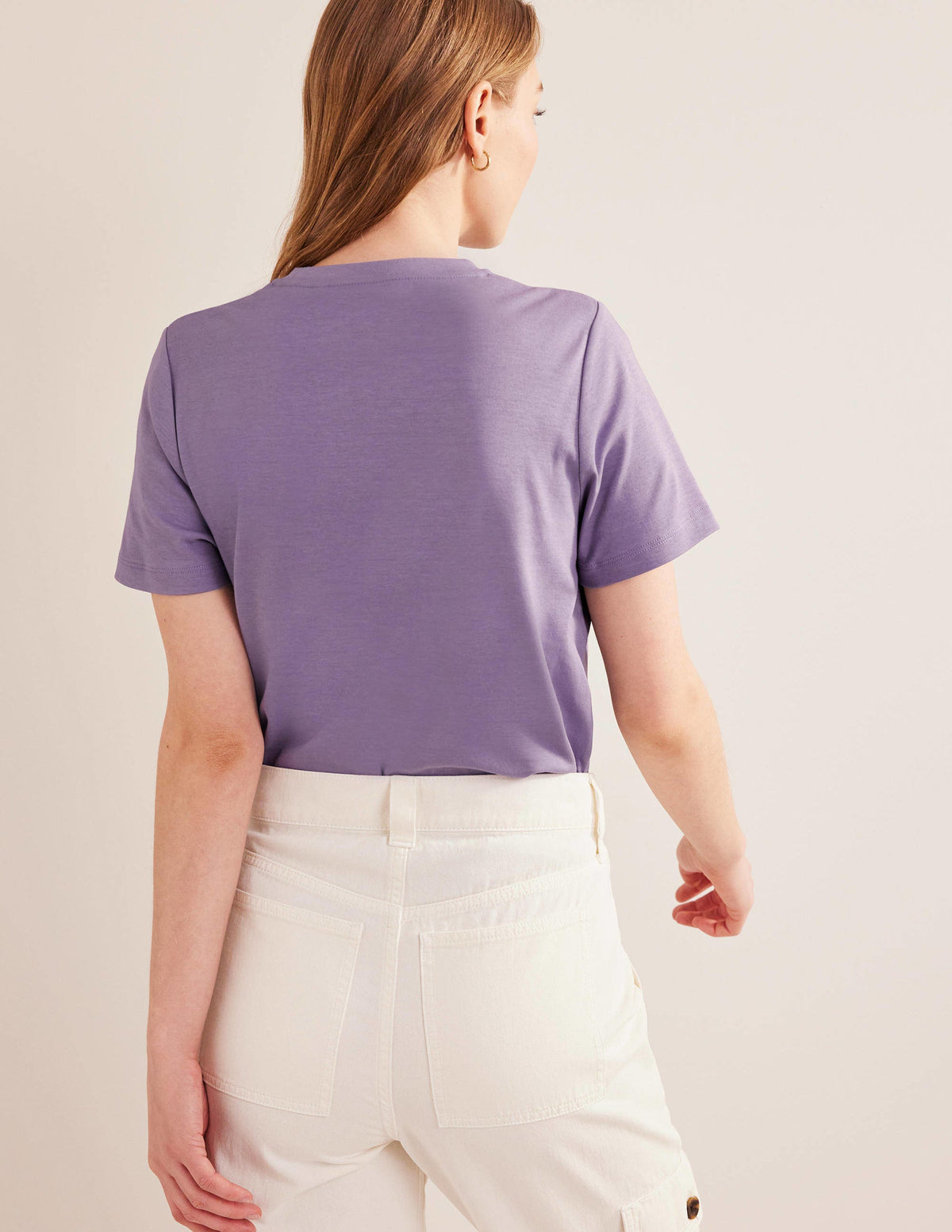 Cotton Crew Neck T-Shirt-Wild Thistle - Image 3
