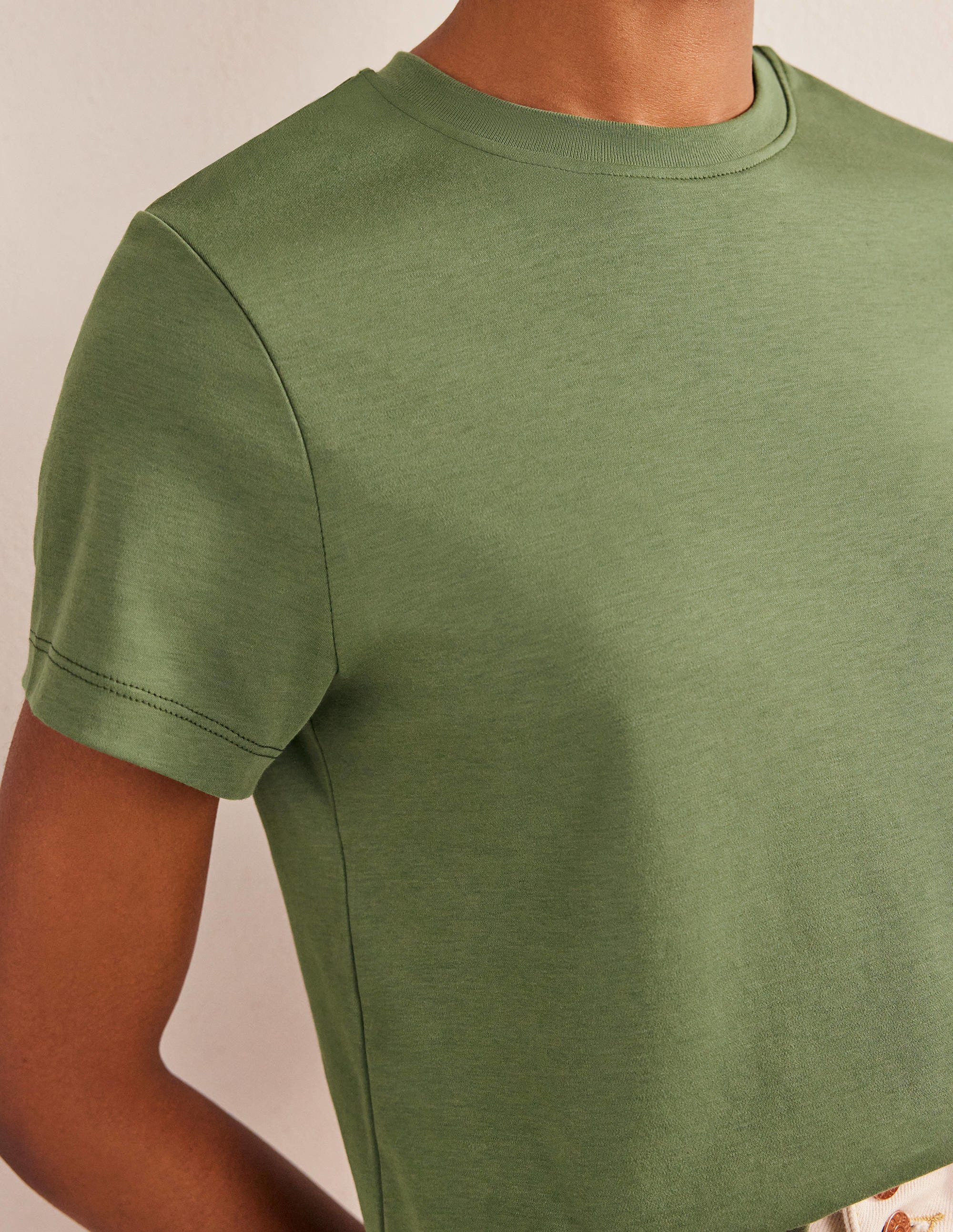 Cropped Cotton T-Shirt-Spruce - Image 2