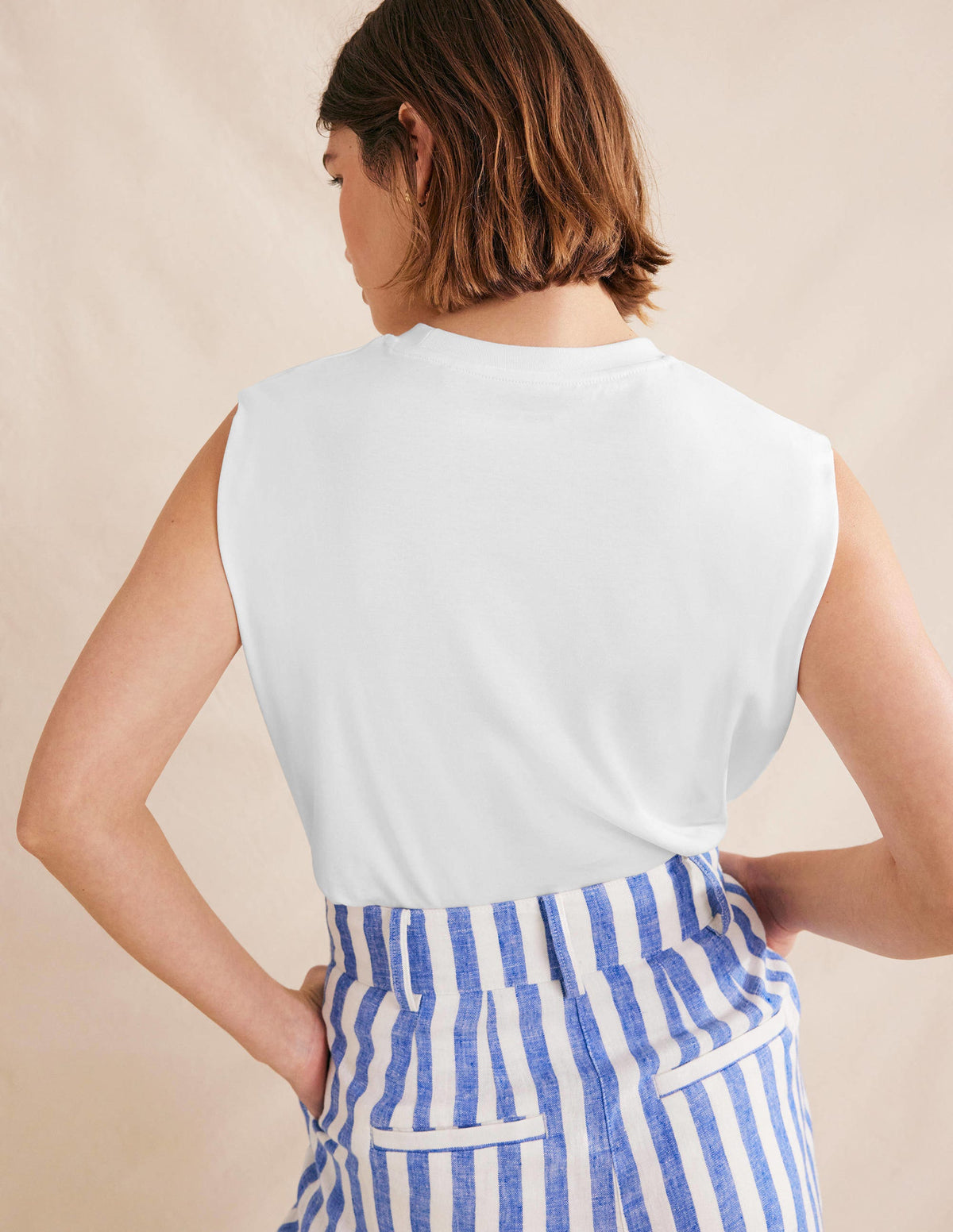 Perfect Cotton Sleeveless Top-White - Image 3