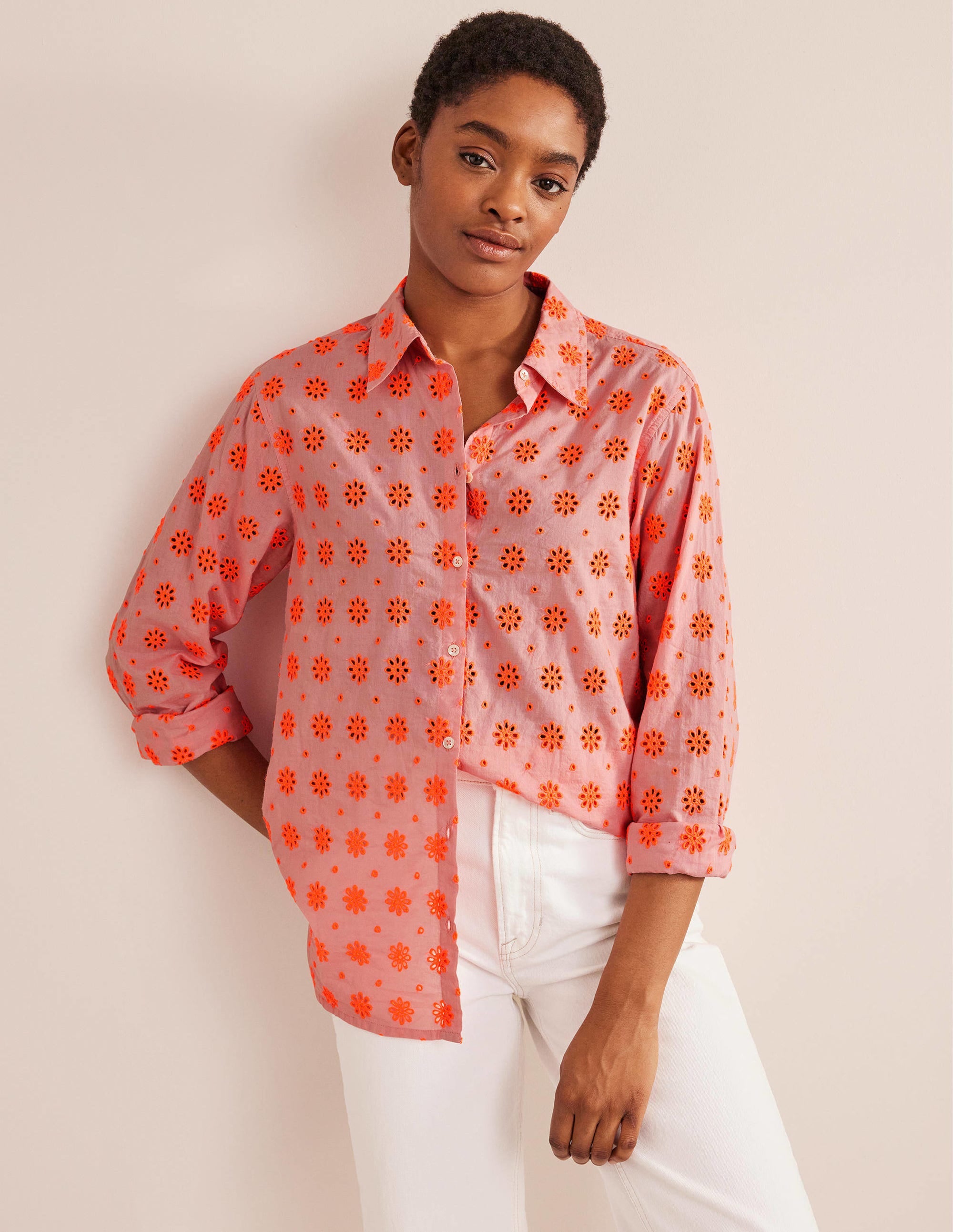 New Relaxed Cotton Shirt-Watermelon Punch - Image 1