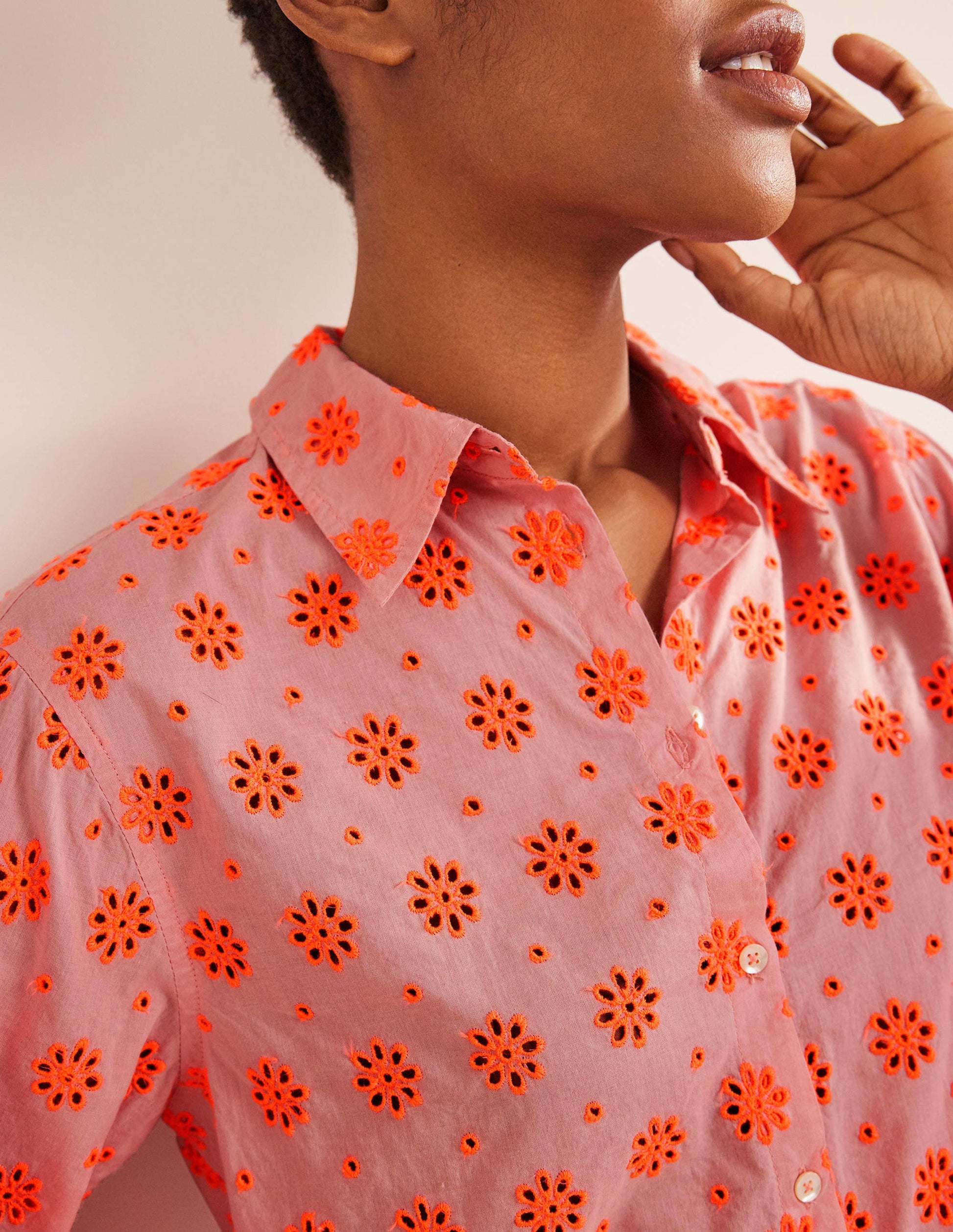 New Relaxed Cotton Shirt-Watermelon Punch-2