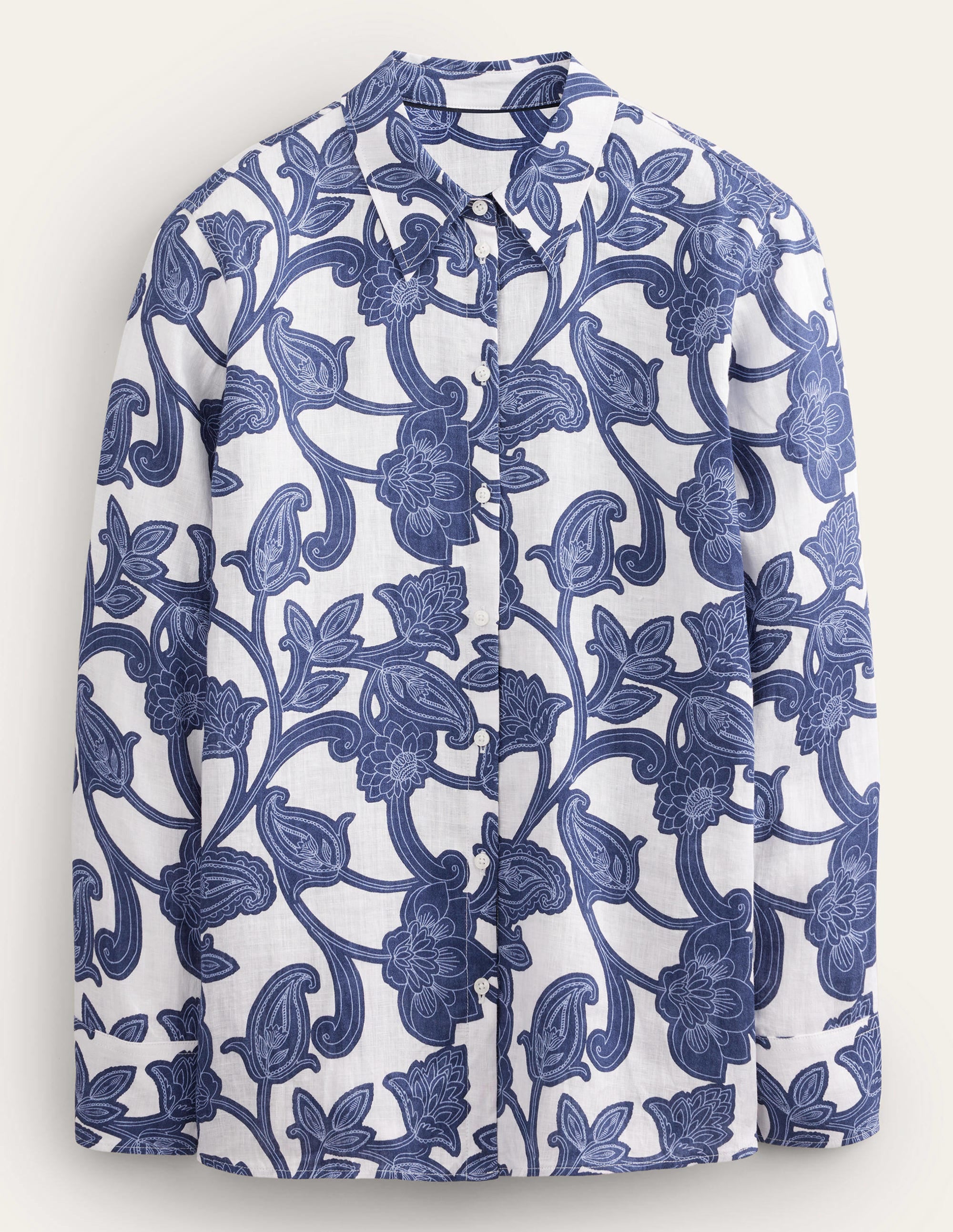 New Linen Shirt-Blue Ribbon, Paisley Whirl - Image 5
