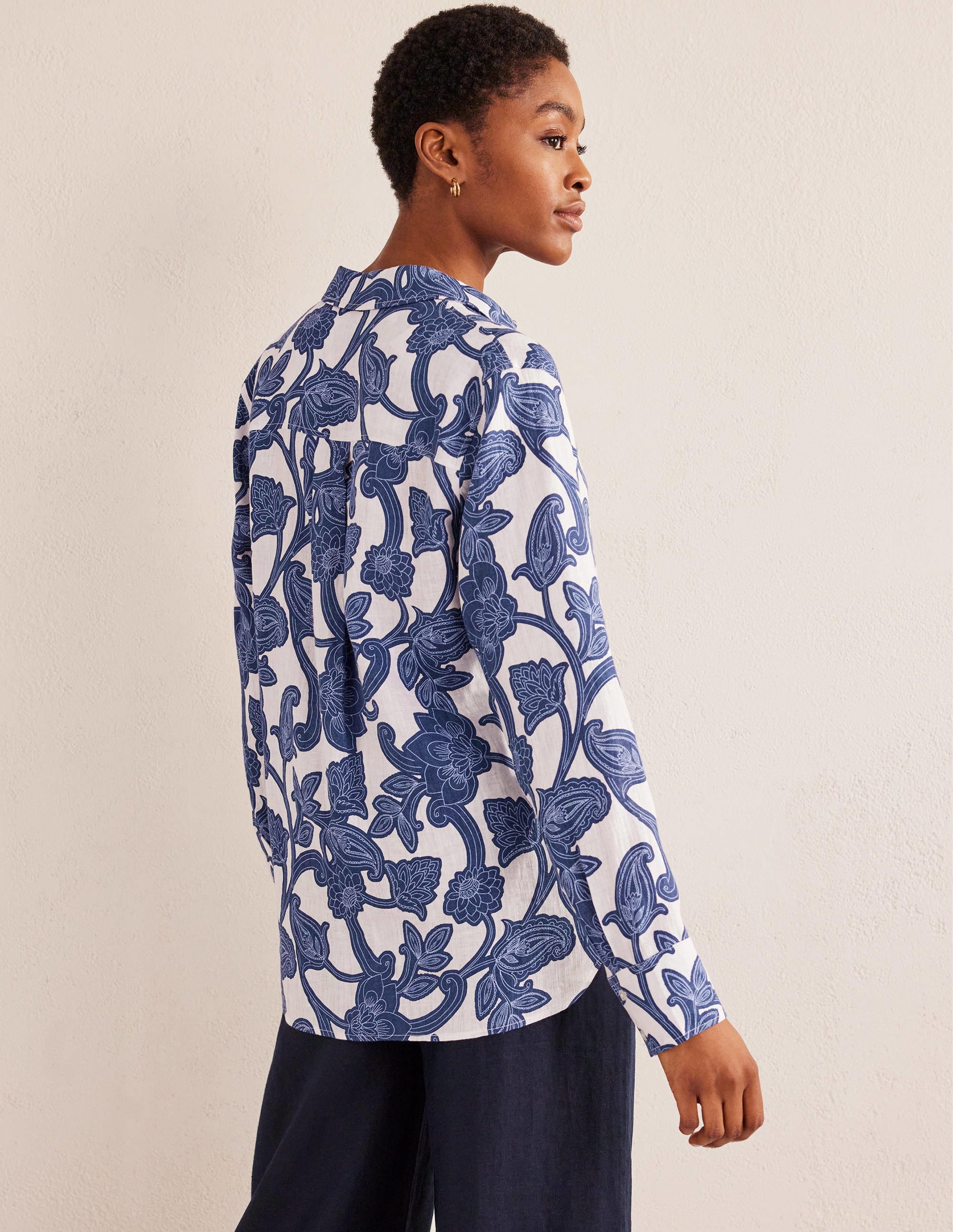 New Linen Shirt-Blue Ribbon, Paisley Whirl - Image 3
