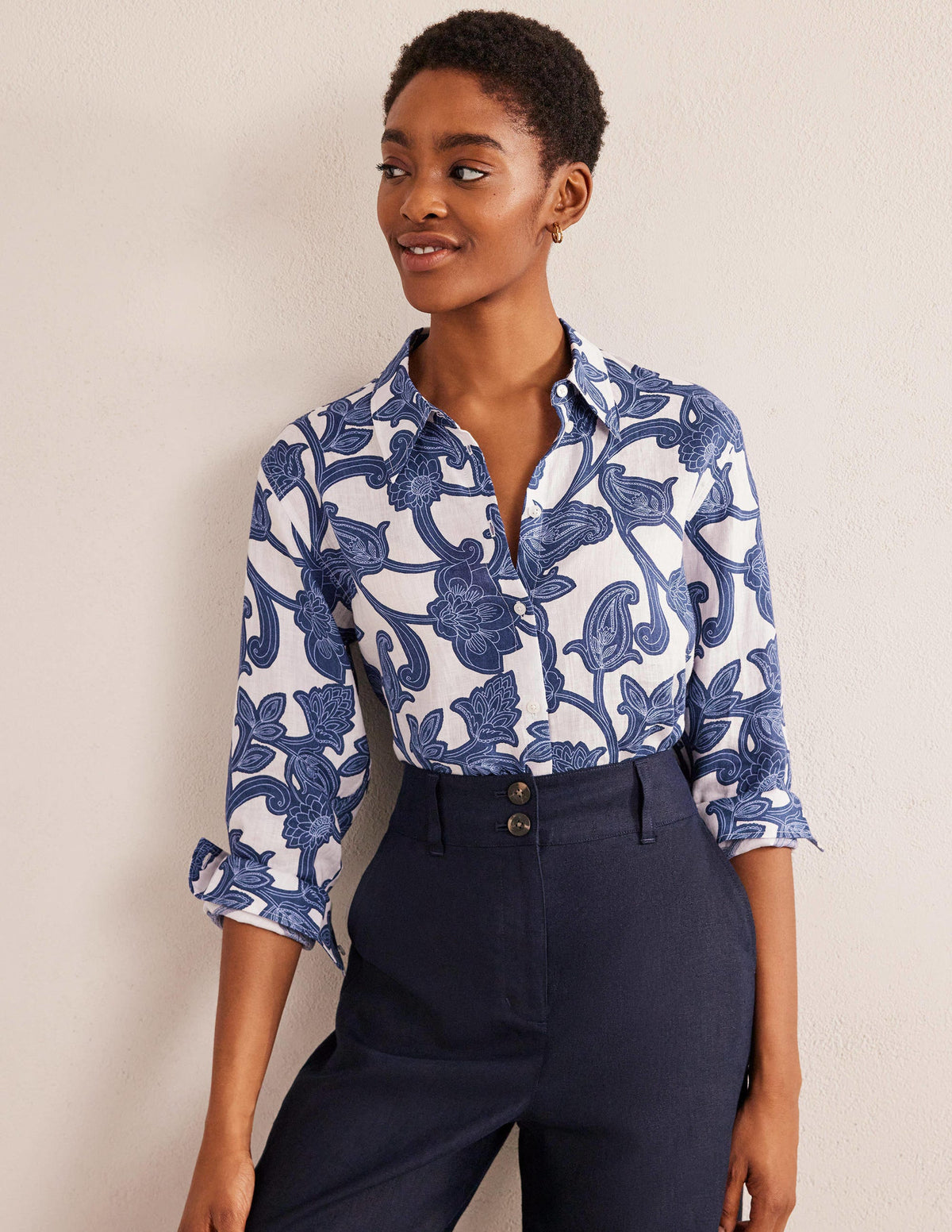 New Linen Shirt-Blue Ribbon, Paisley Whirl - Image 4