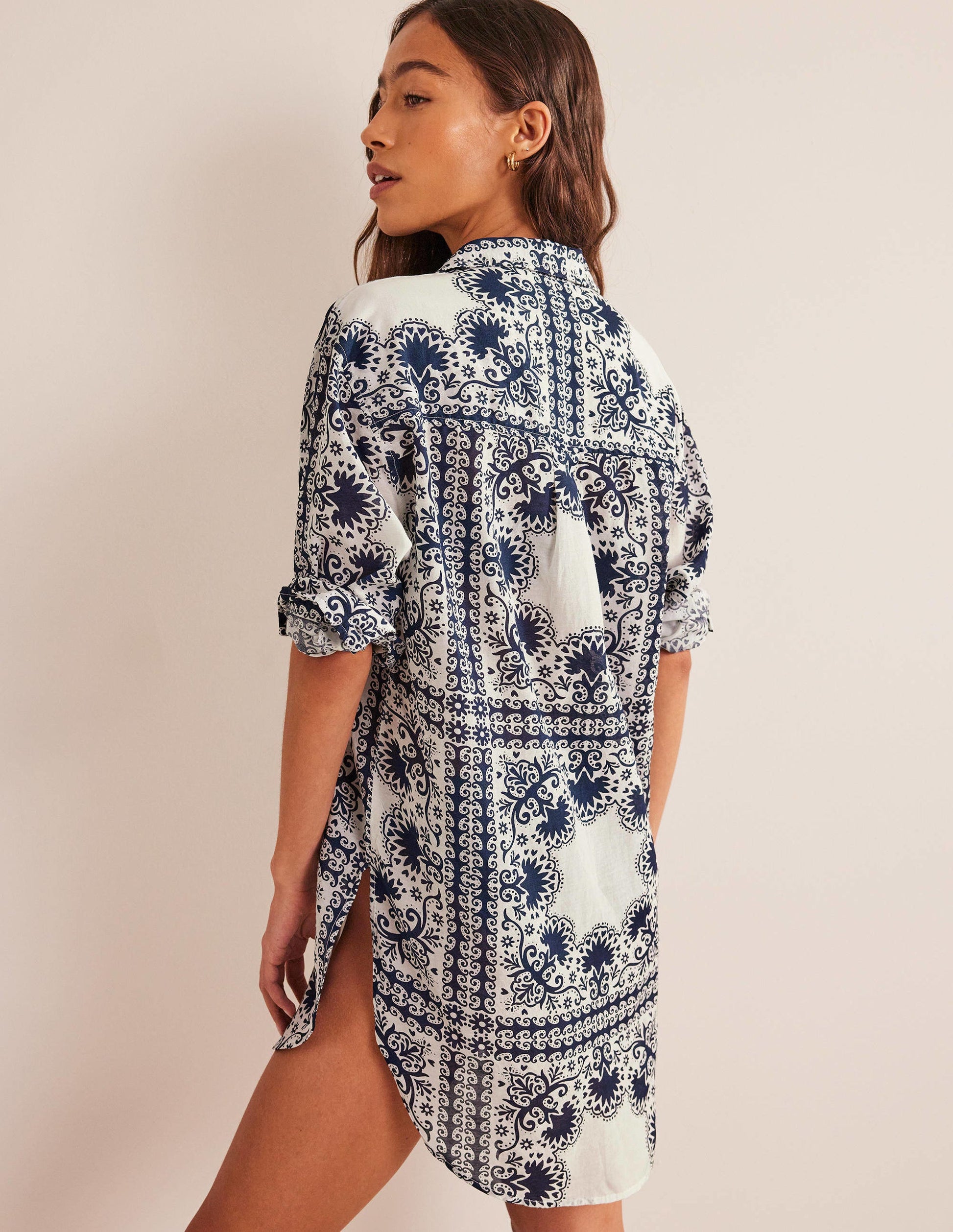 Holiday Longerline Shirt-Ivory, Tapestry Geo-3
