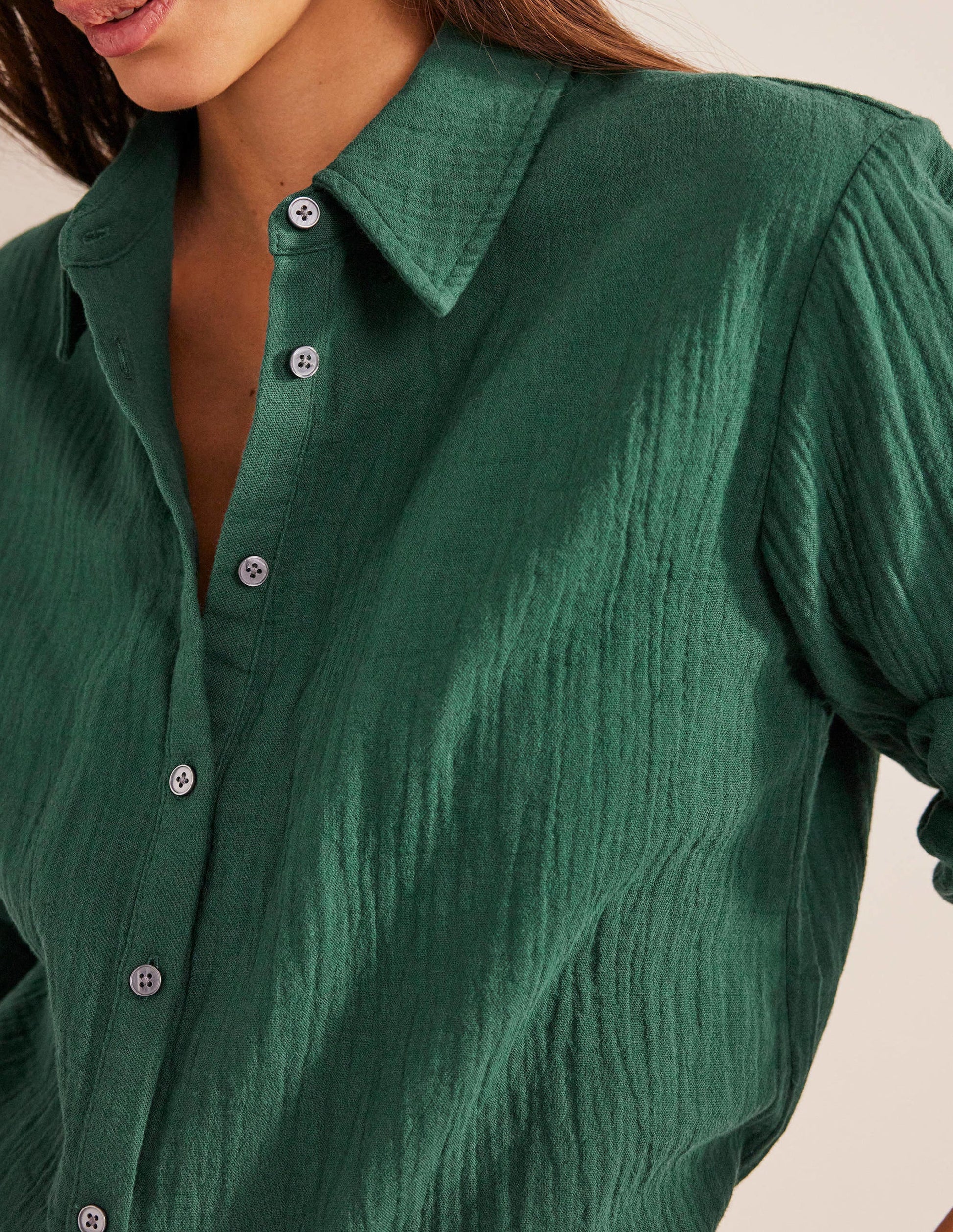 Cotton Texture Shirt-Emerald Night-2
